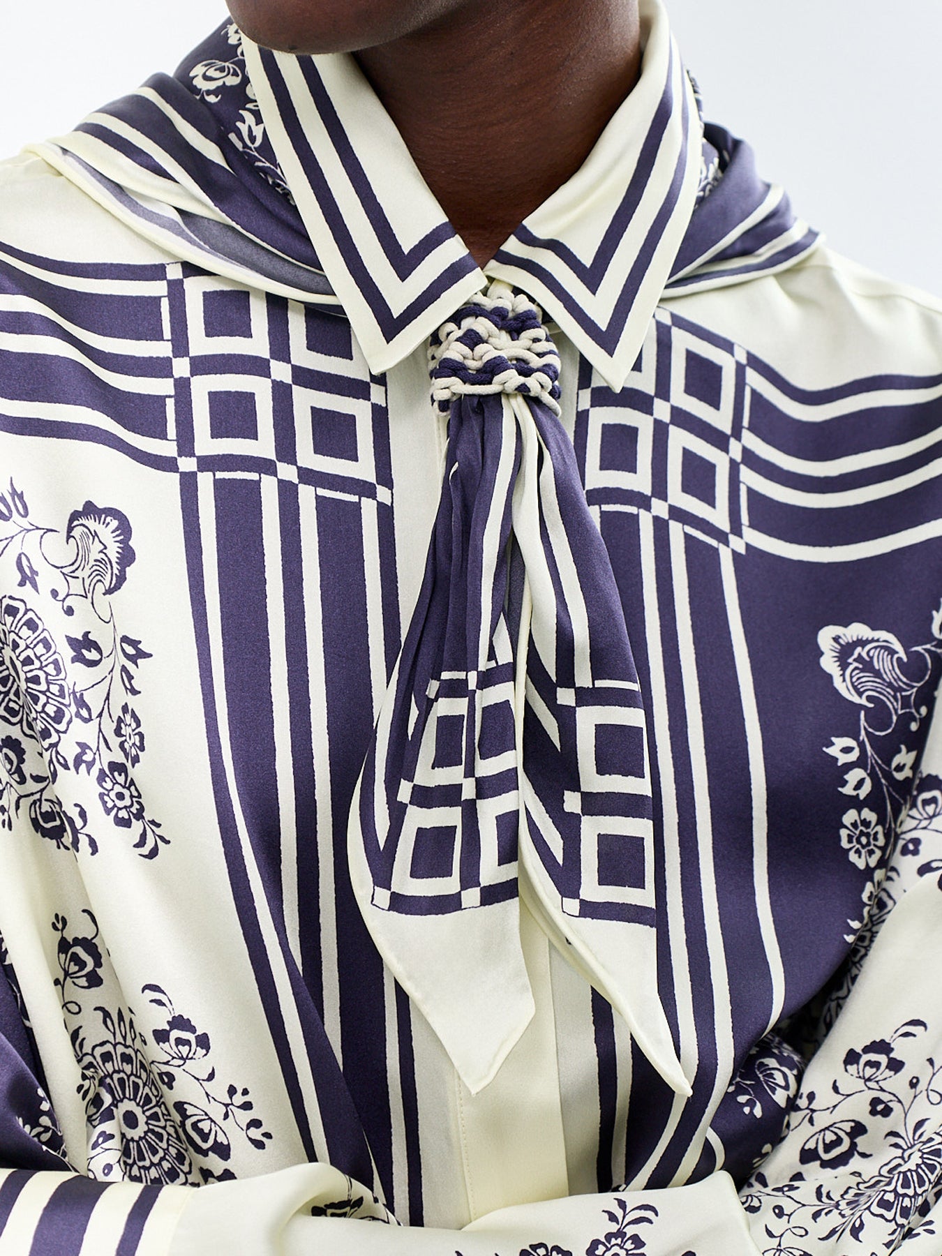 Banderra Silk Satin Scarf Shirt