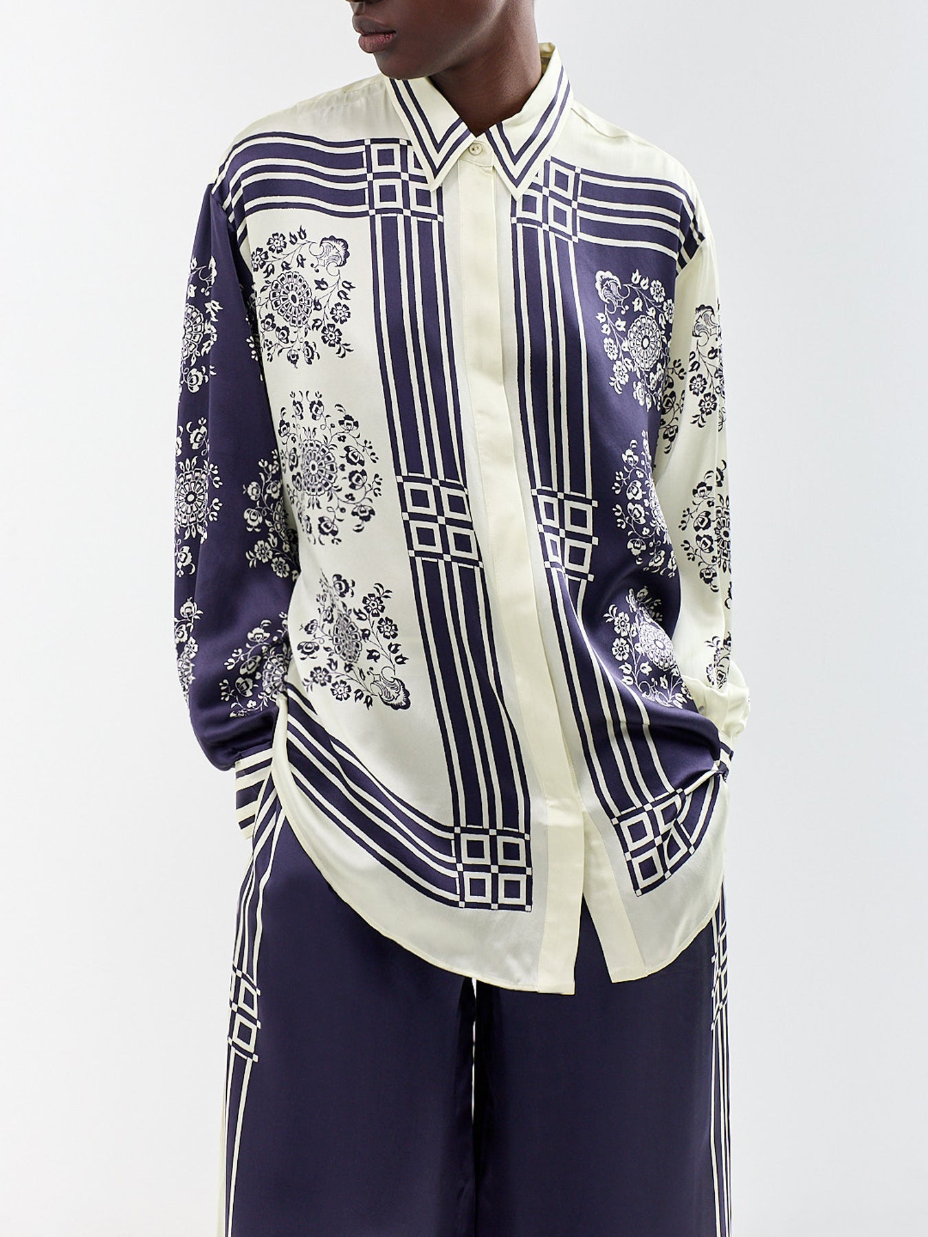 Banderra Silk Satin Scarf Shirt