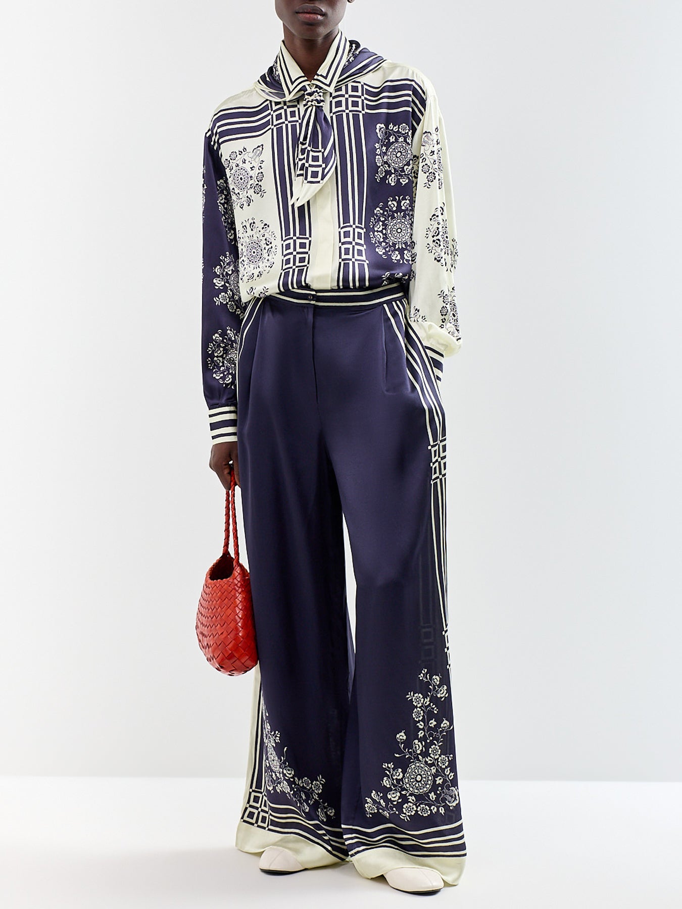 Banderra Silk Satin Wide Leg Trousers