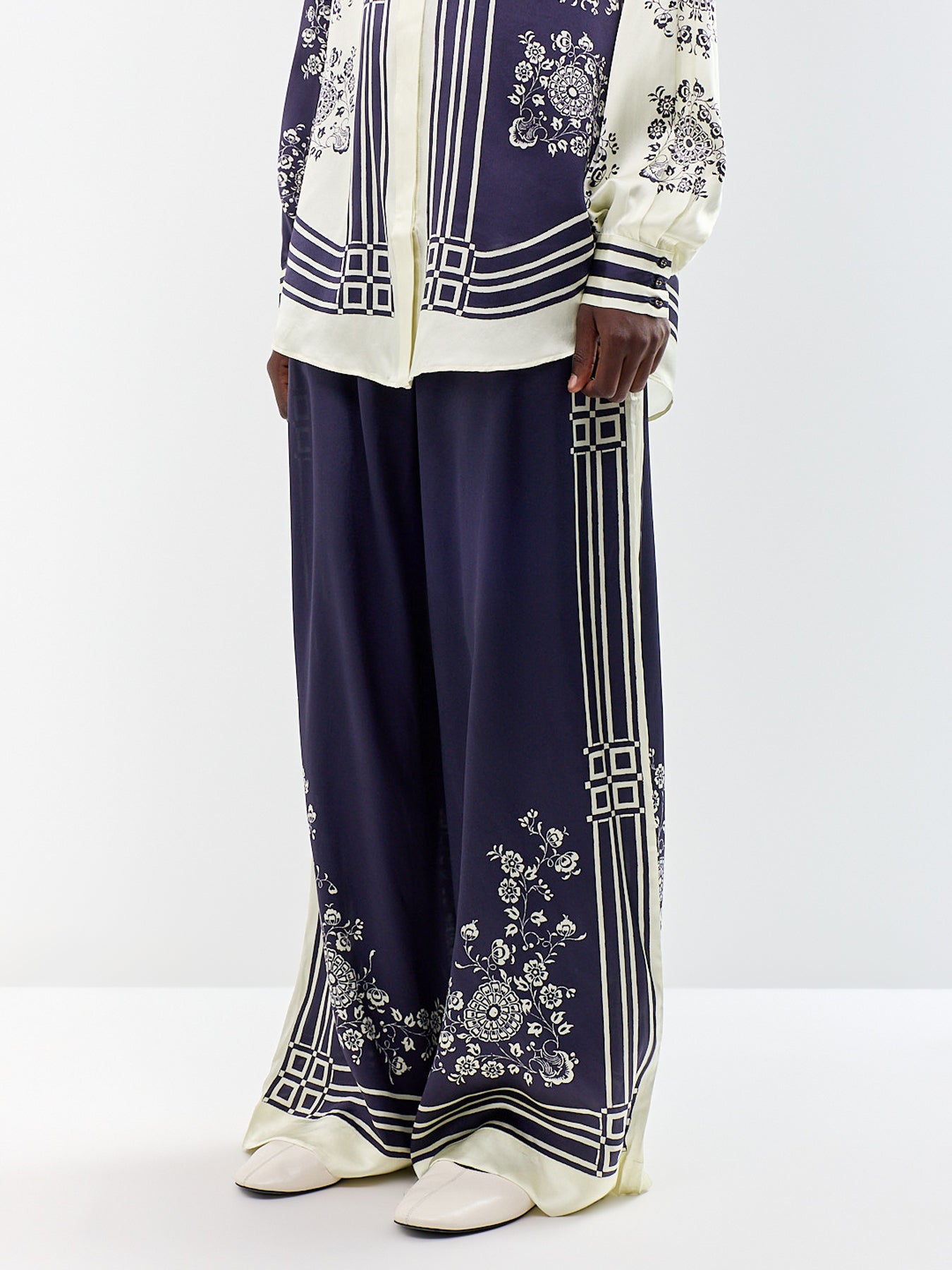 Banderra Silk Satin Wide Leg Trousers