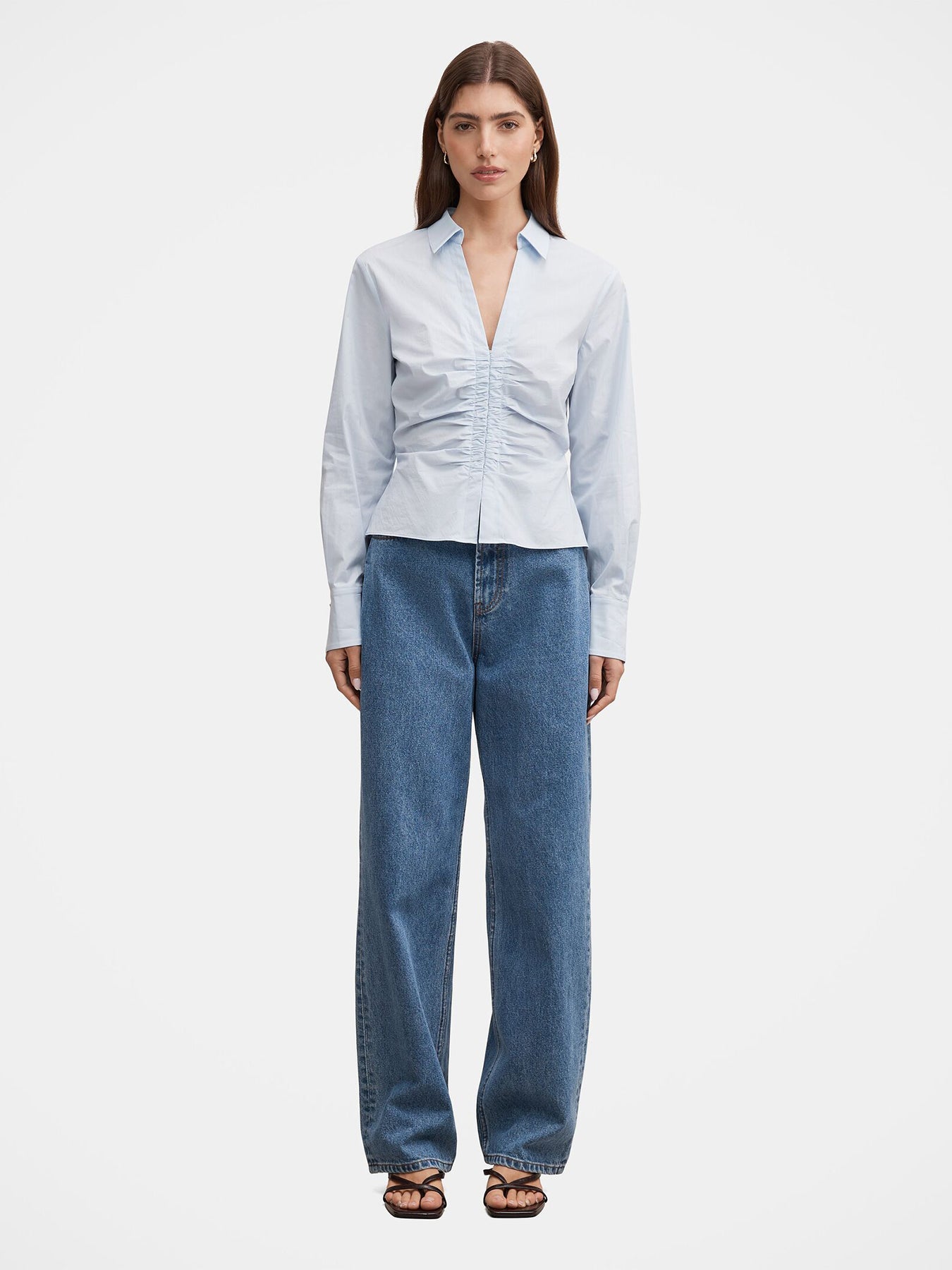 Ainsley Gathered Shirt Blue
