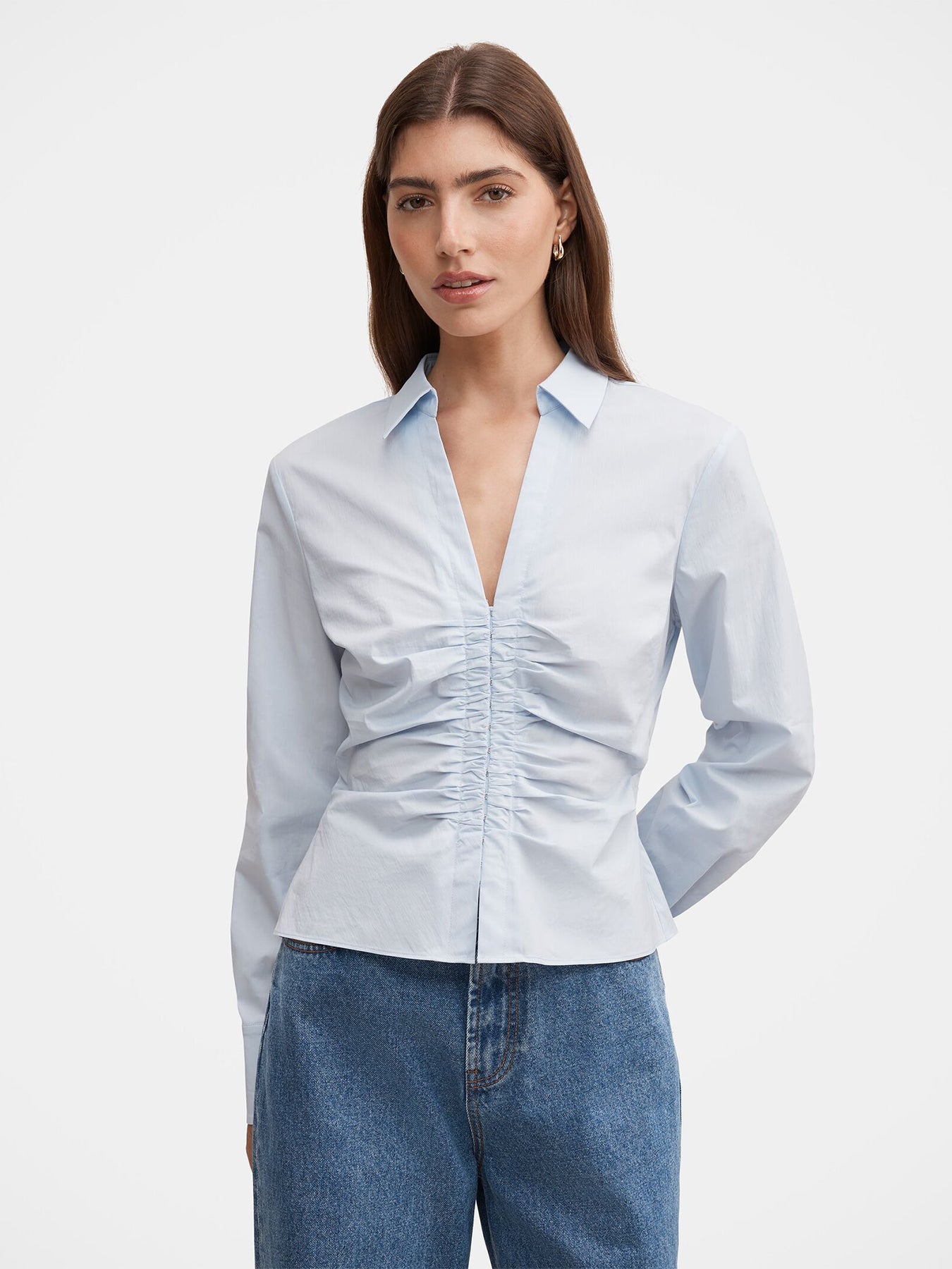 Ainsley Gathered Shirt Blue