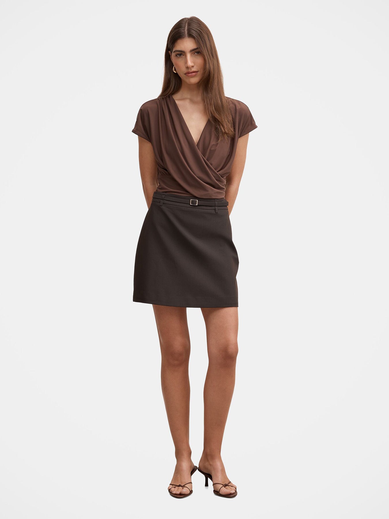 Eloise Belted Mini Skirt Brown
