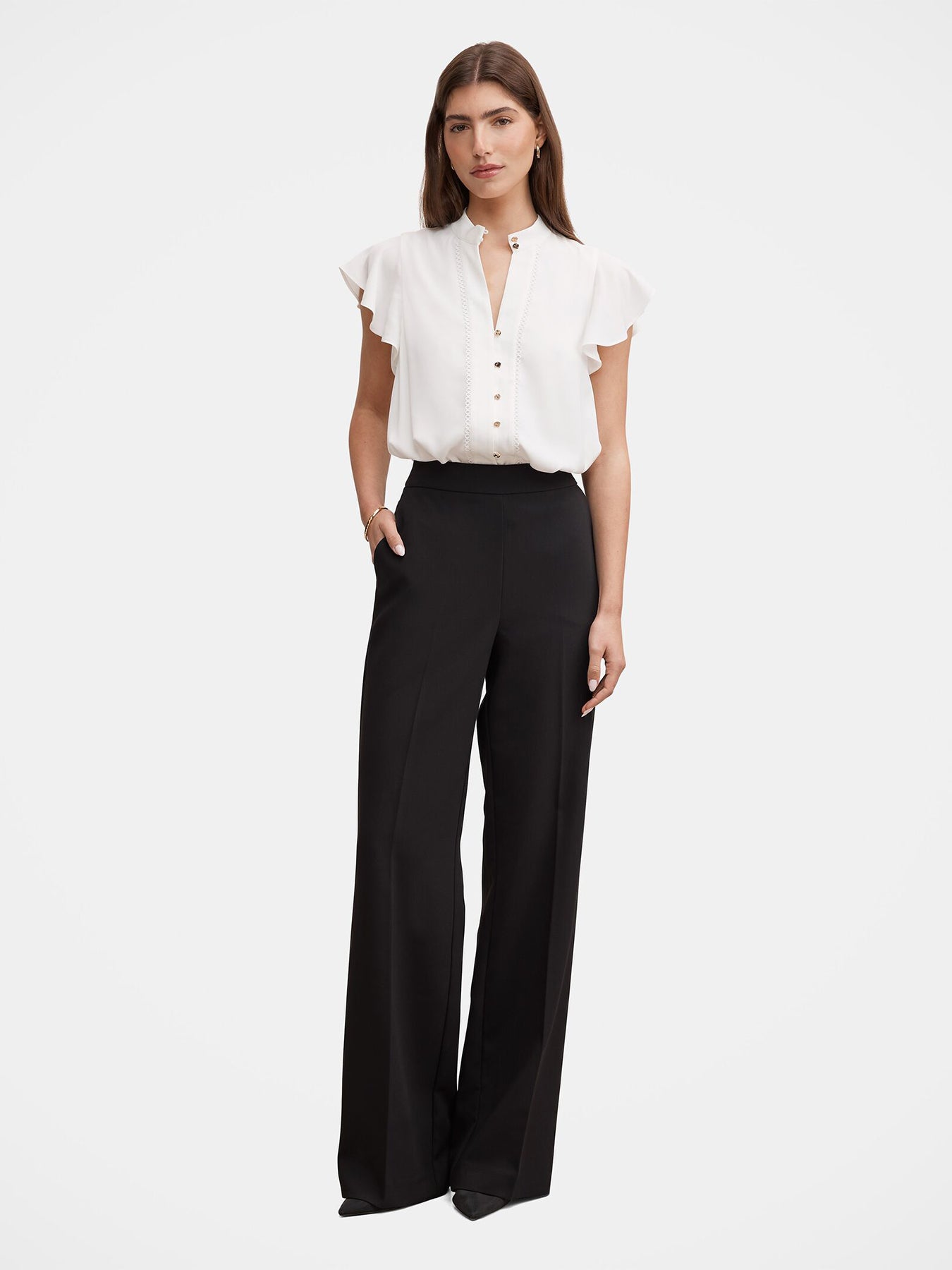 Jennie Flutter Sleeve Blouse White