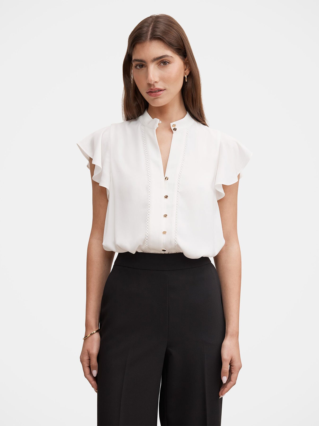 Jennie Flutter Sleeve Blouse White