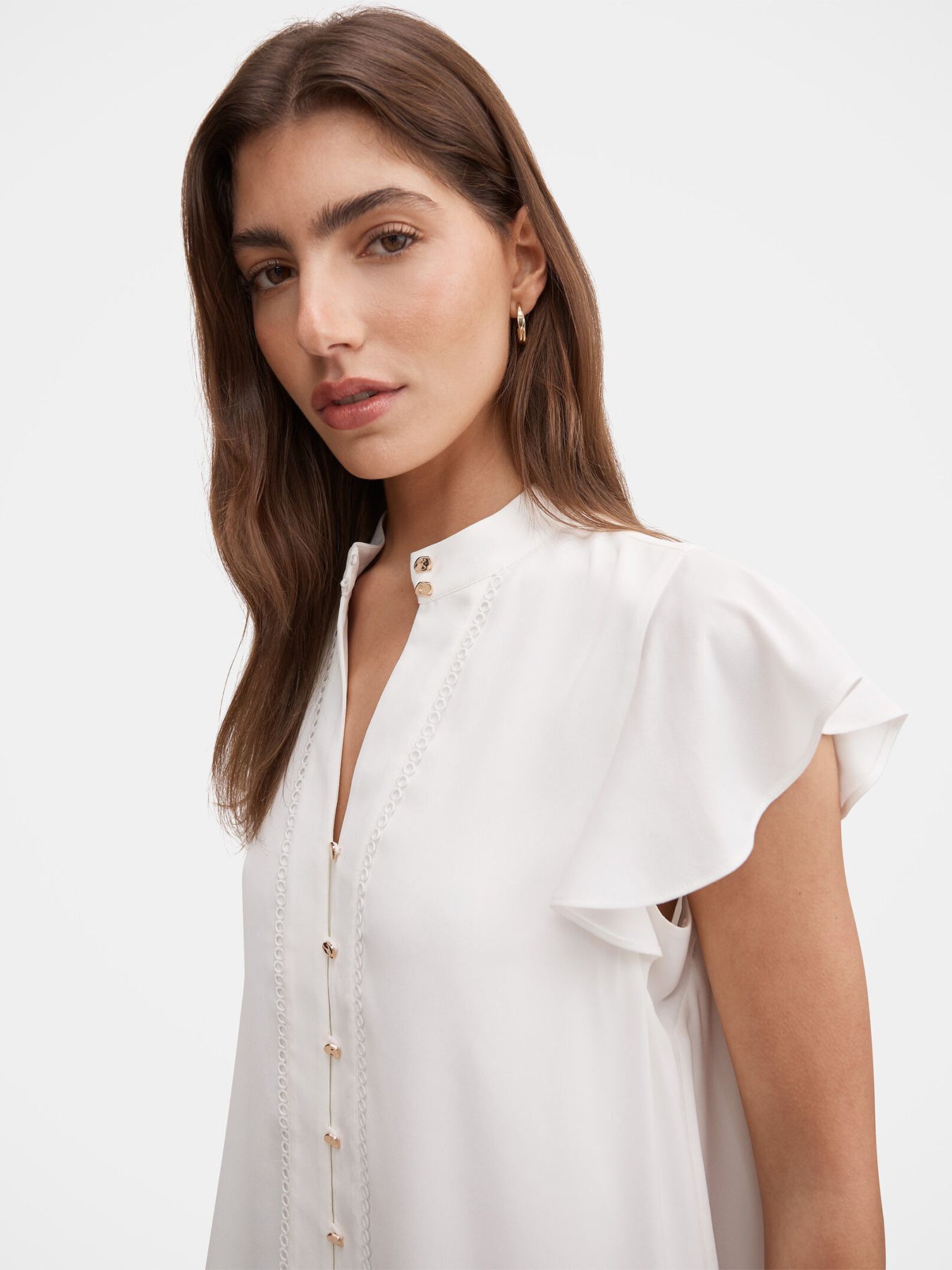 Jennie Flutter Sleeve Blouse White