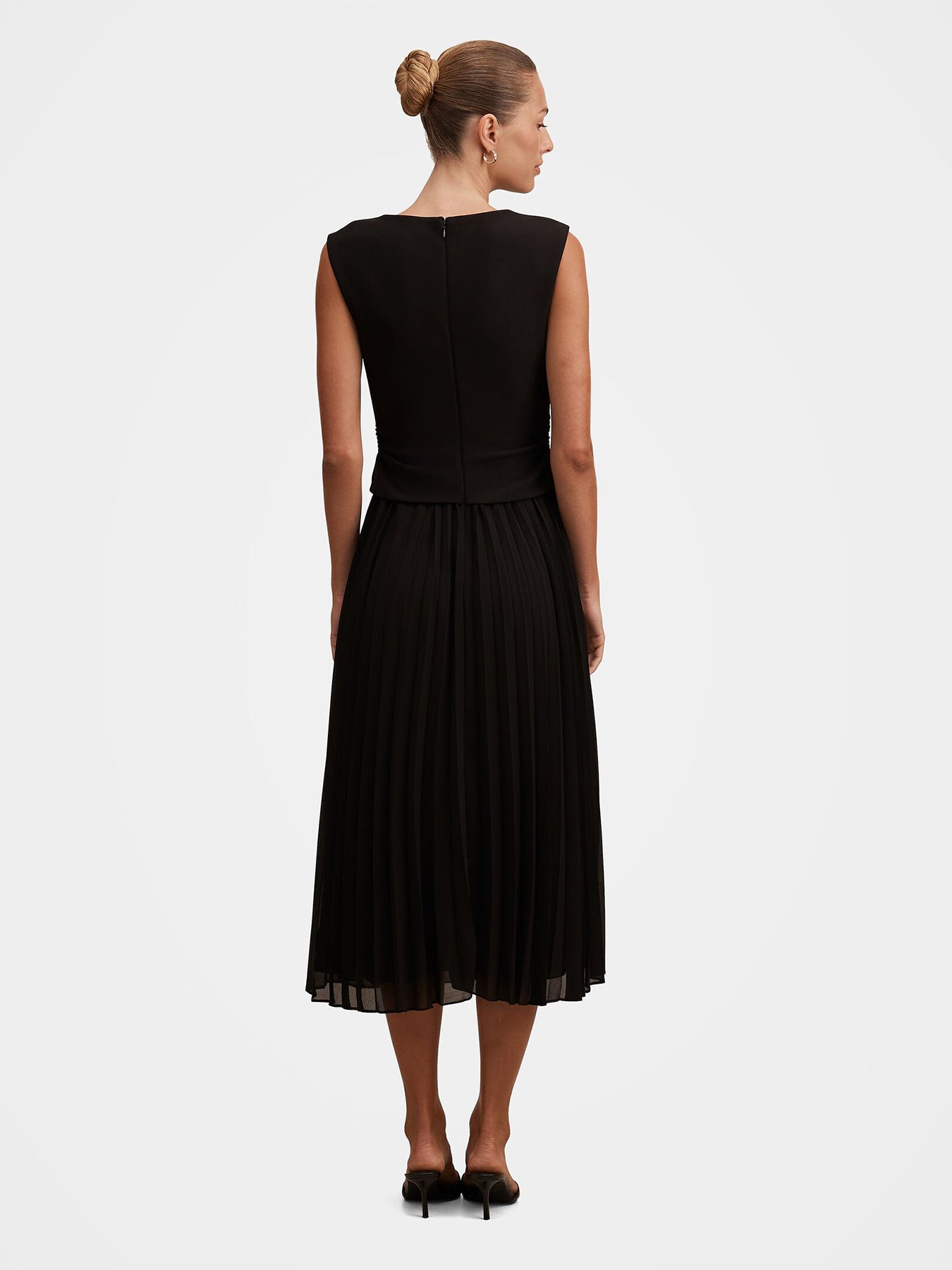 Emilia 2-in-1 Pleated Midi Dress Black