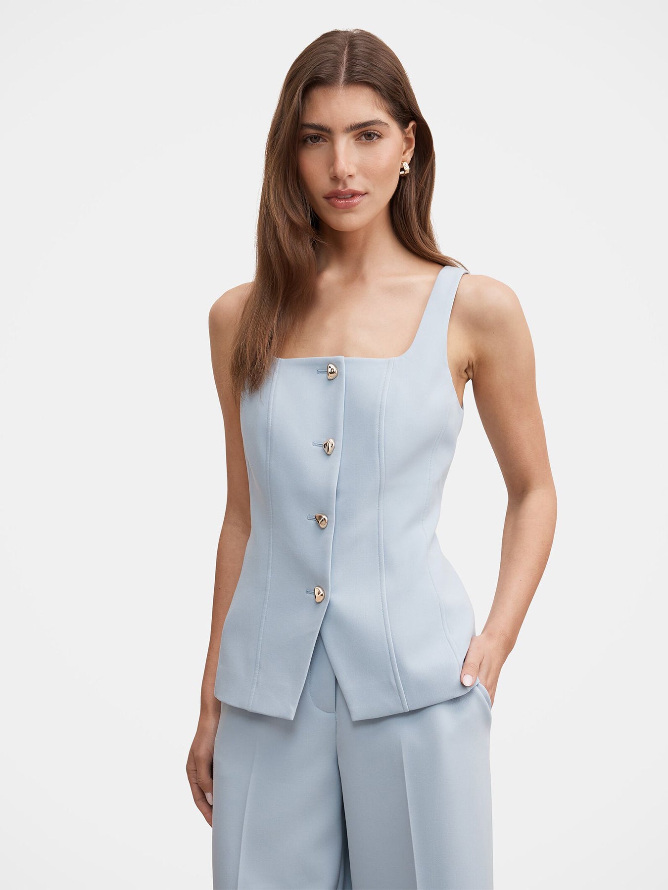 Lee Square Neck Waistcoat Blue