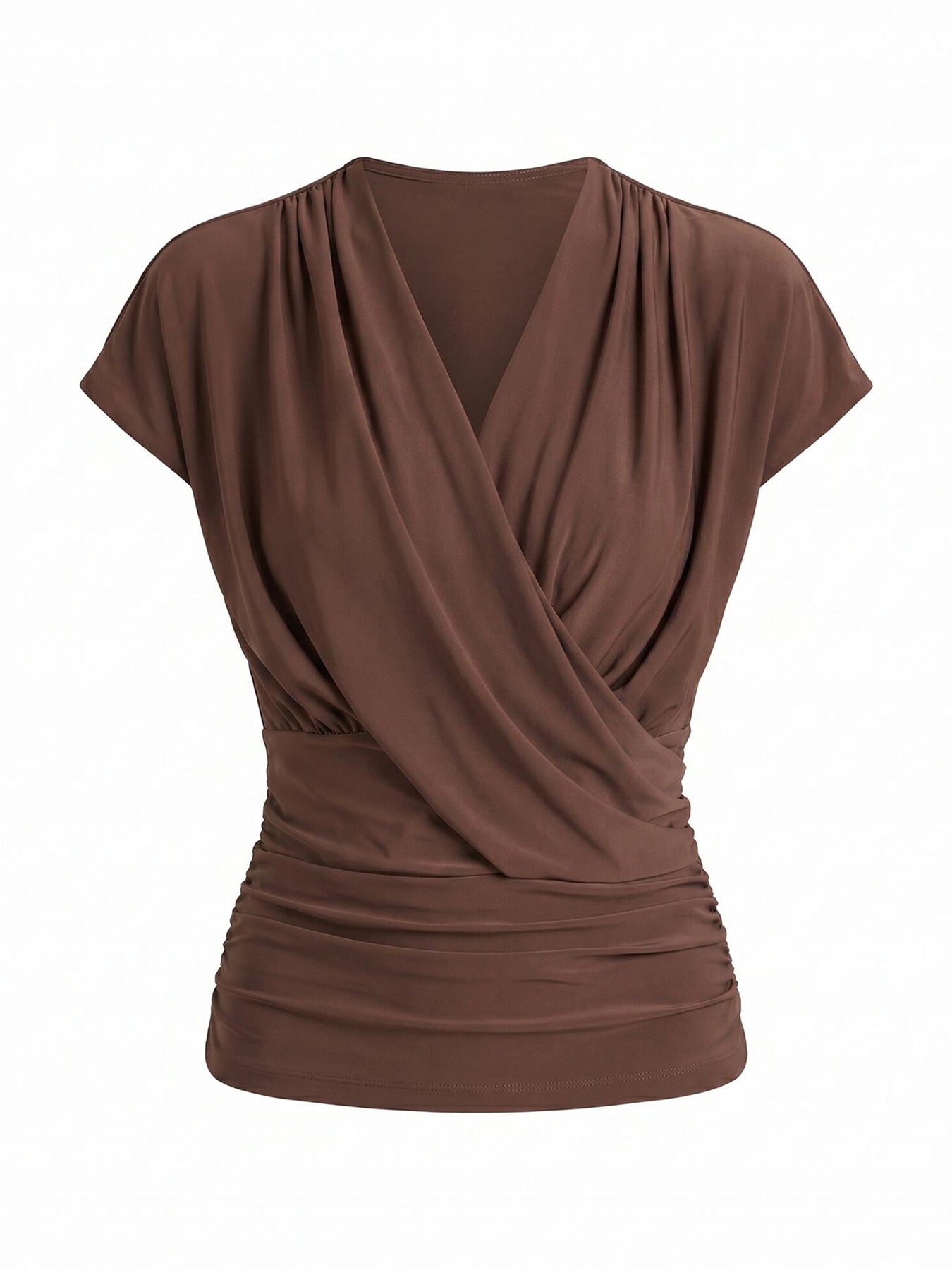 Oakley Draped V-Neck Blouse Brown