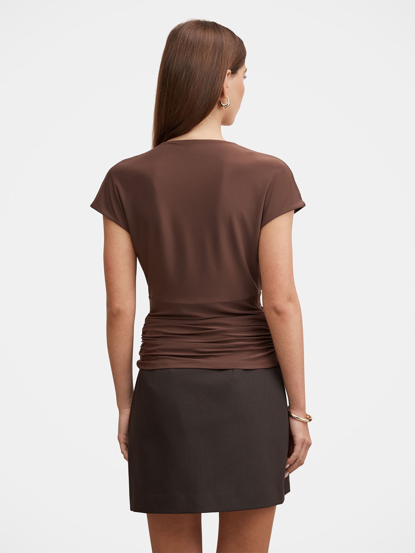 Oakley Draped V-Neck Blouse Brown