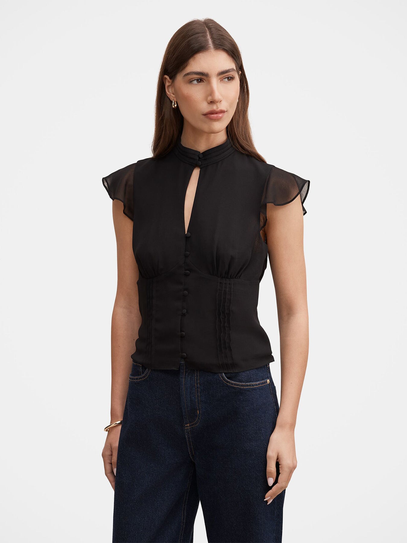 Eden Keyhole Blouse Black