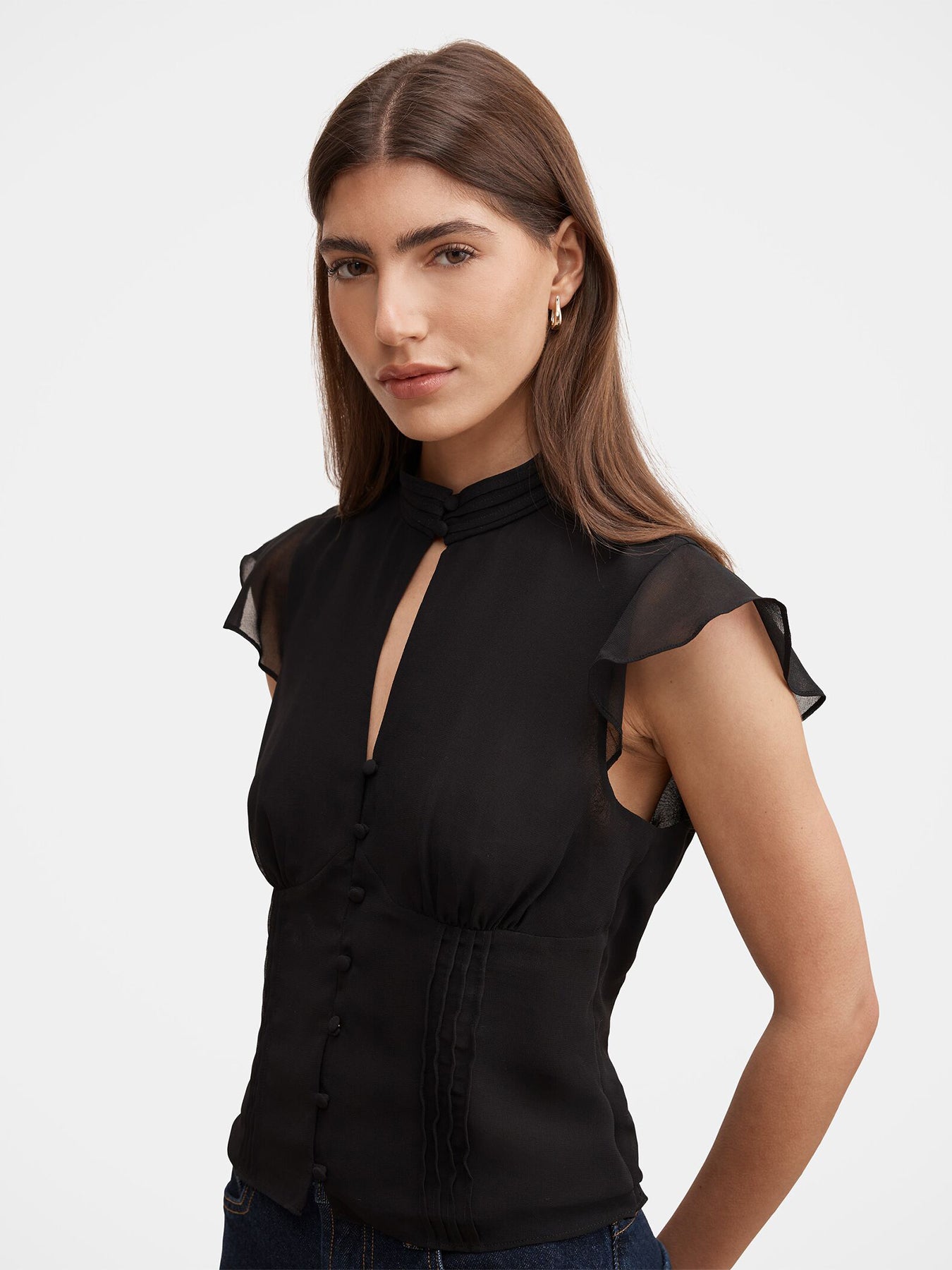 Eden Keyhole Blouse Black