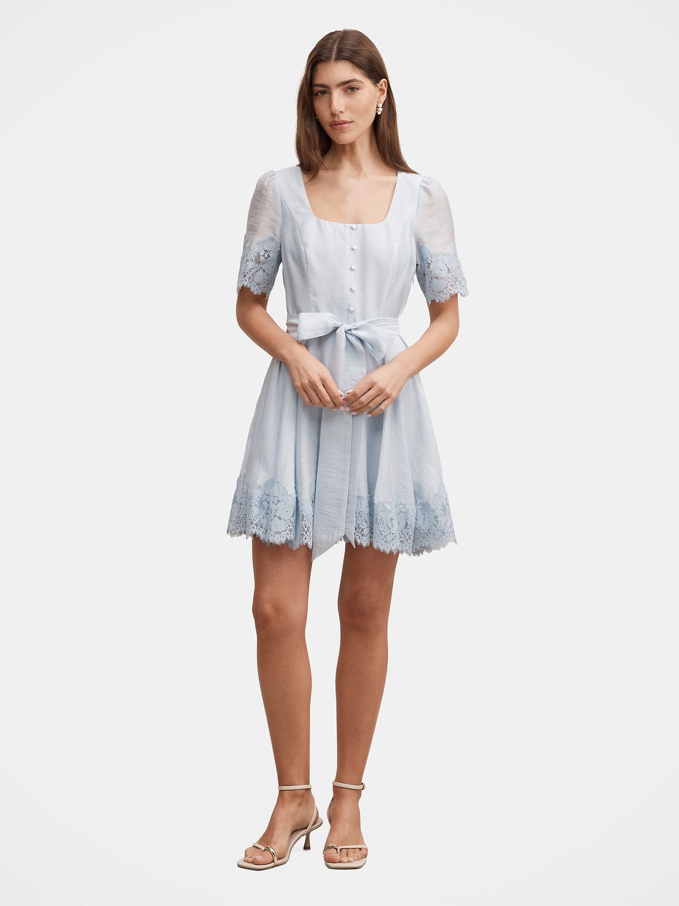 Alana Lace Trim Mini Dress Blue