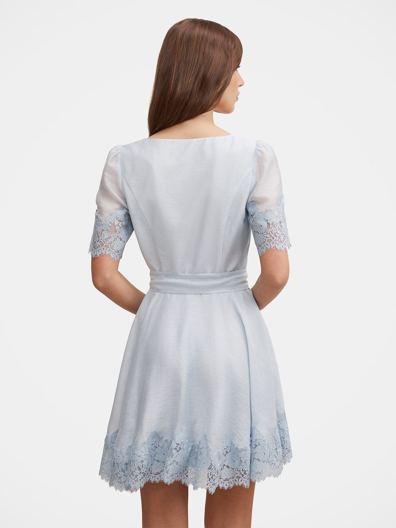Alana Lace Trim Mini Dress Blue