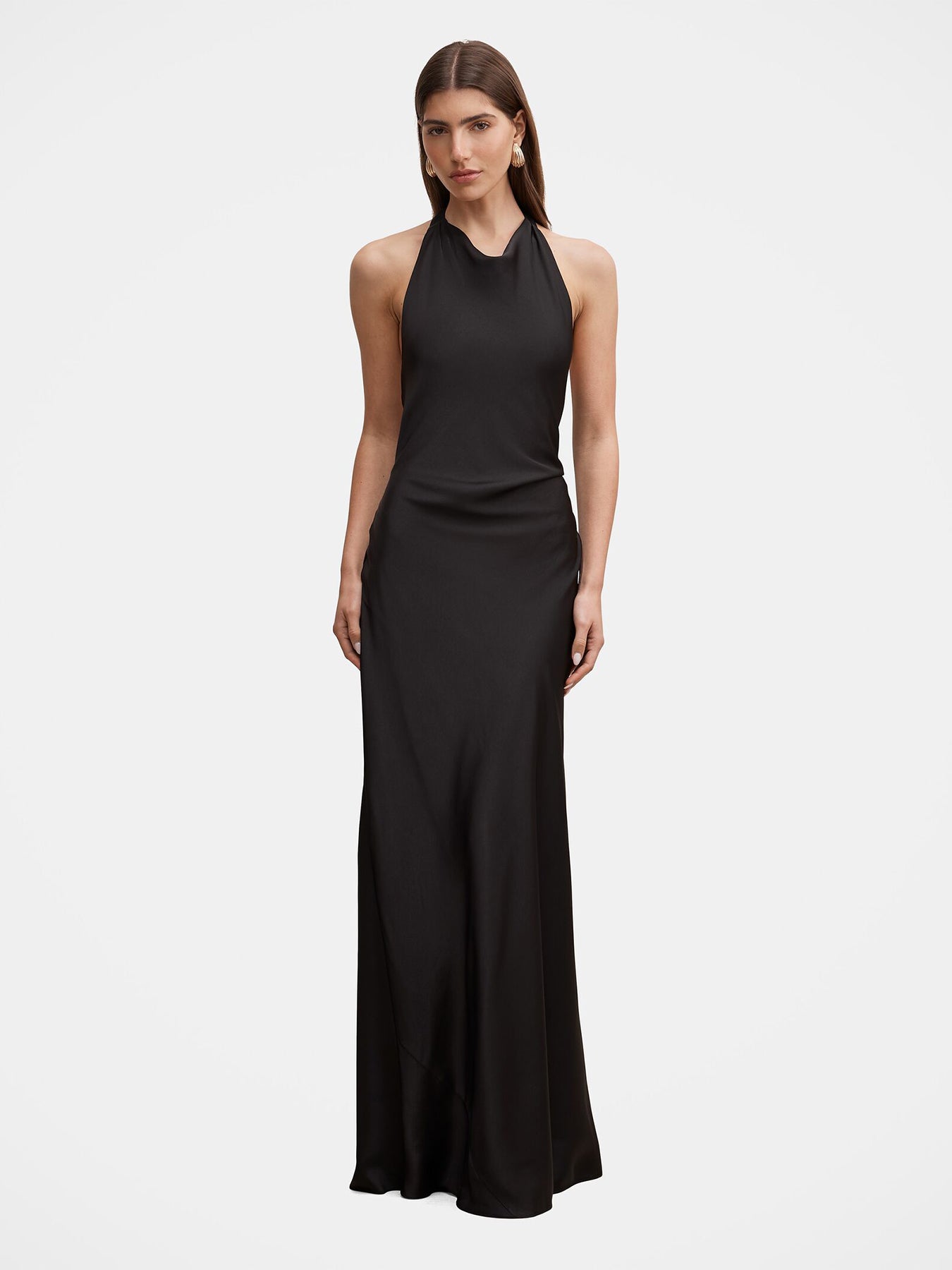 Drew Halter Neck Back Tie Maxi Dress Black