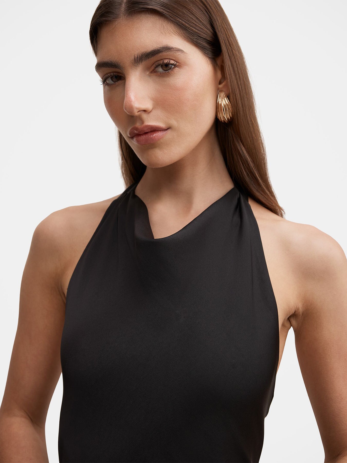 Drew Halter Neck Back Tie Maxi Dress Black