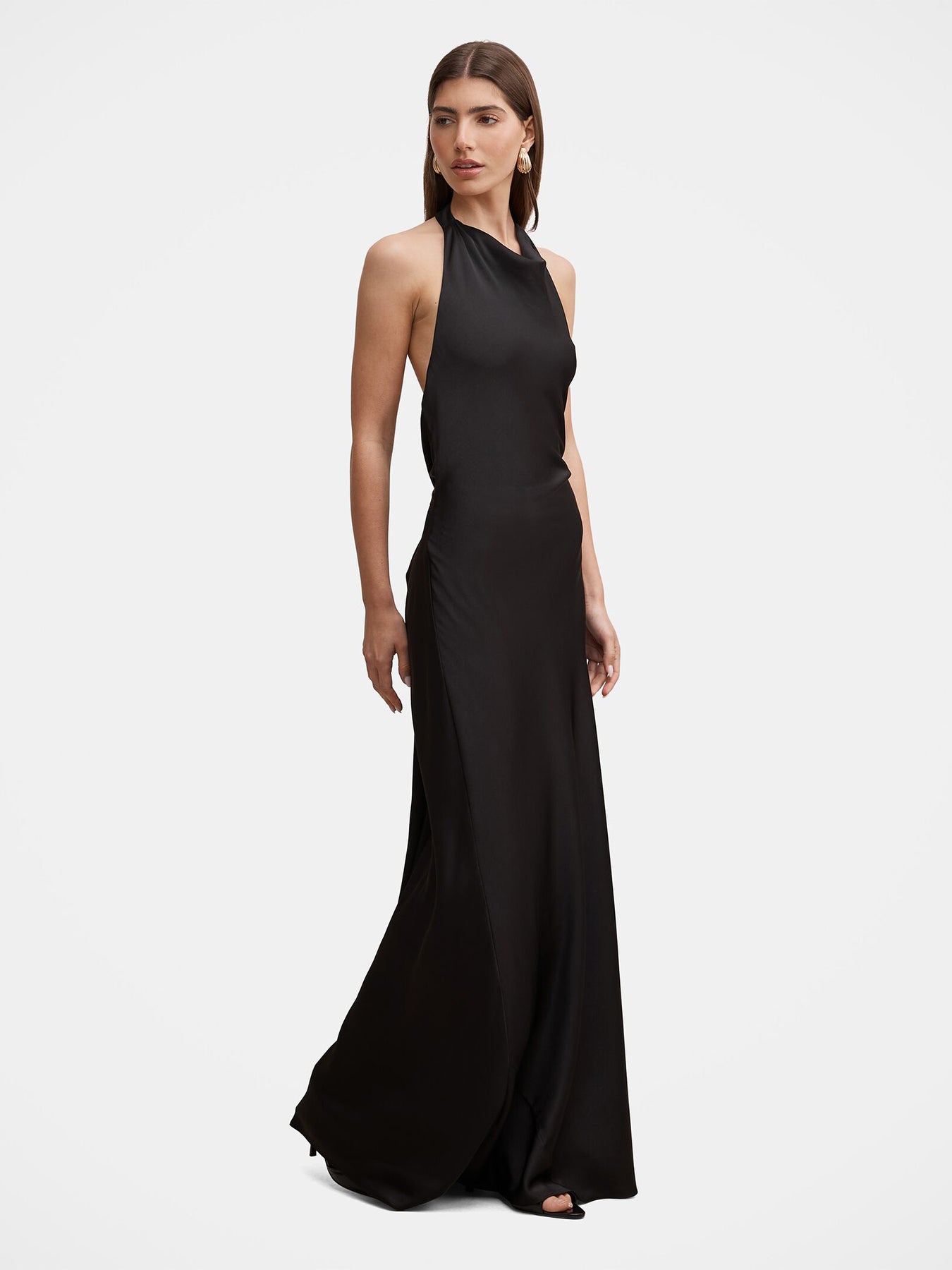 Drew Halter Neck Back Tie Maxi Dress Black