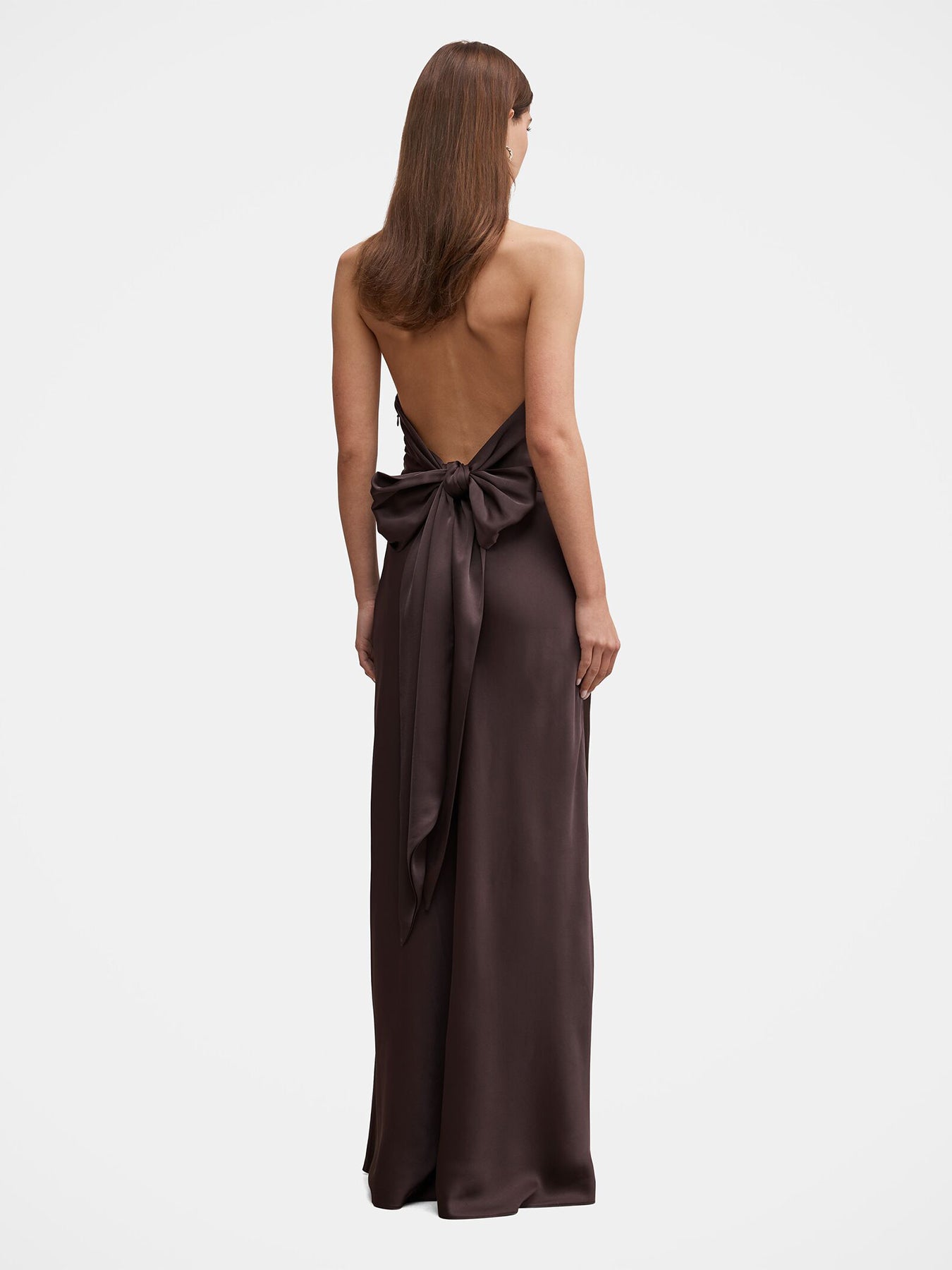 Drew Halter Neck Back Tie Maxi Dress Brown