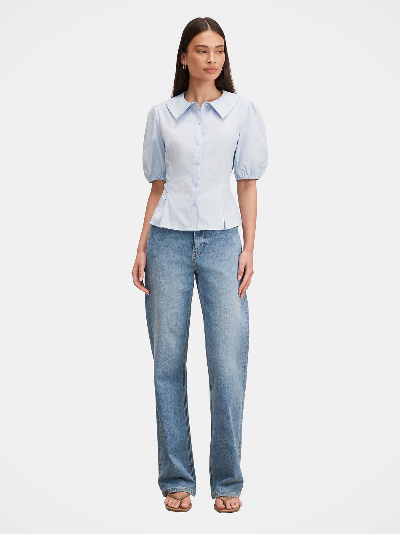 Gracie Bubble Sleeve Shirt Blue