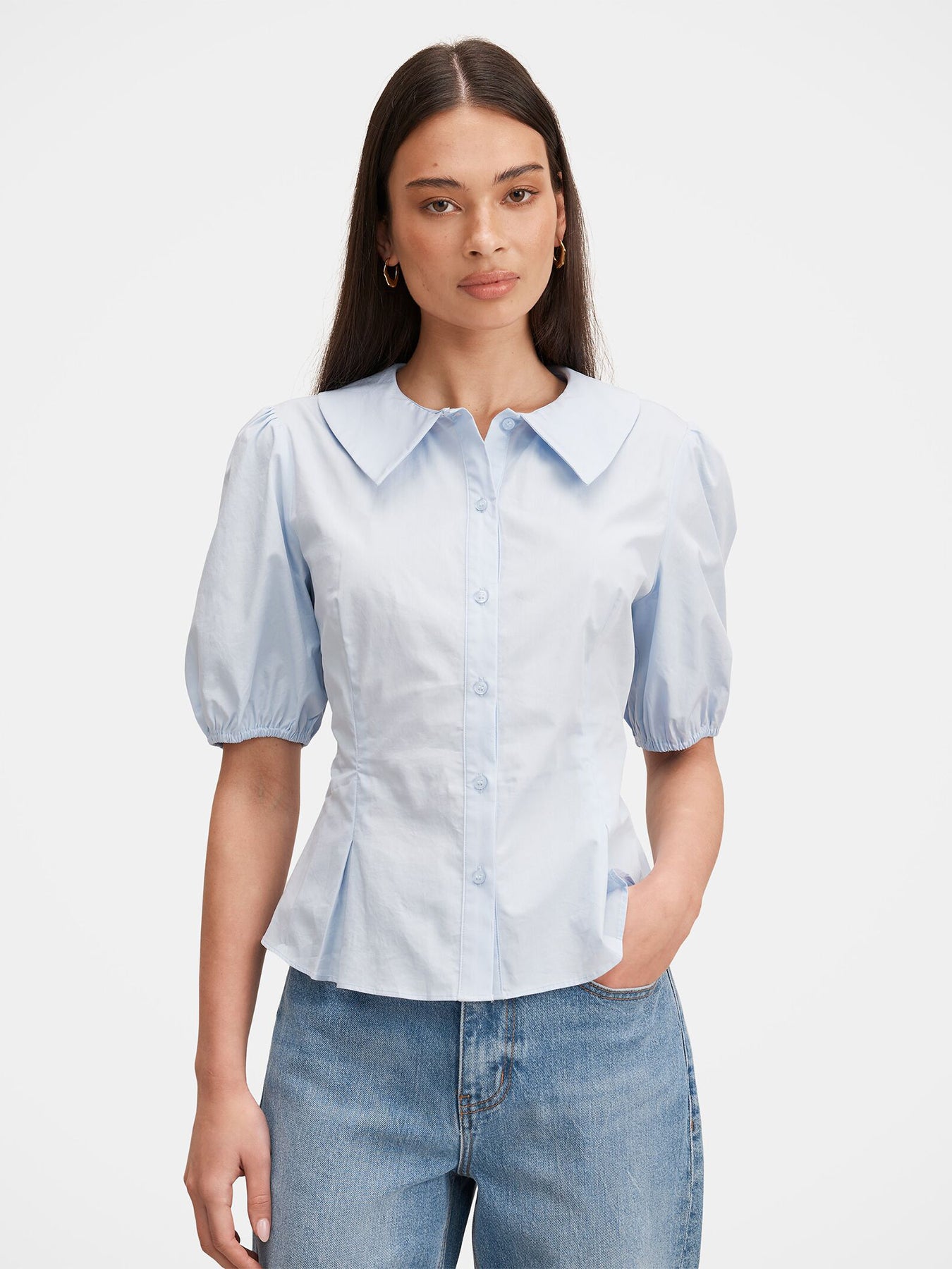 Gracie Bubble Sleeve Shirt Blue