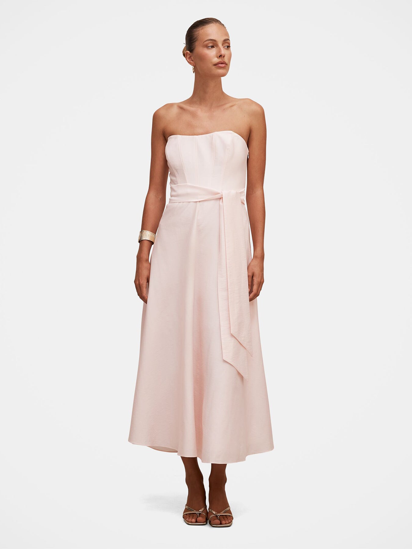 Daniella Strapless Midi Dress Pink