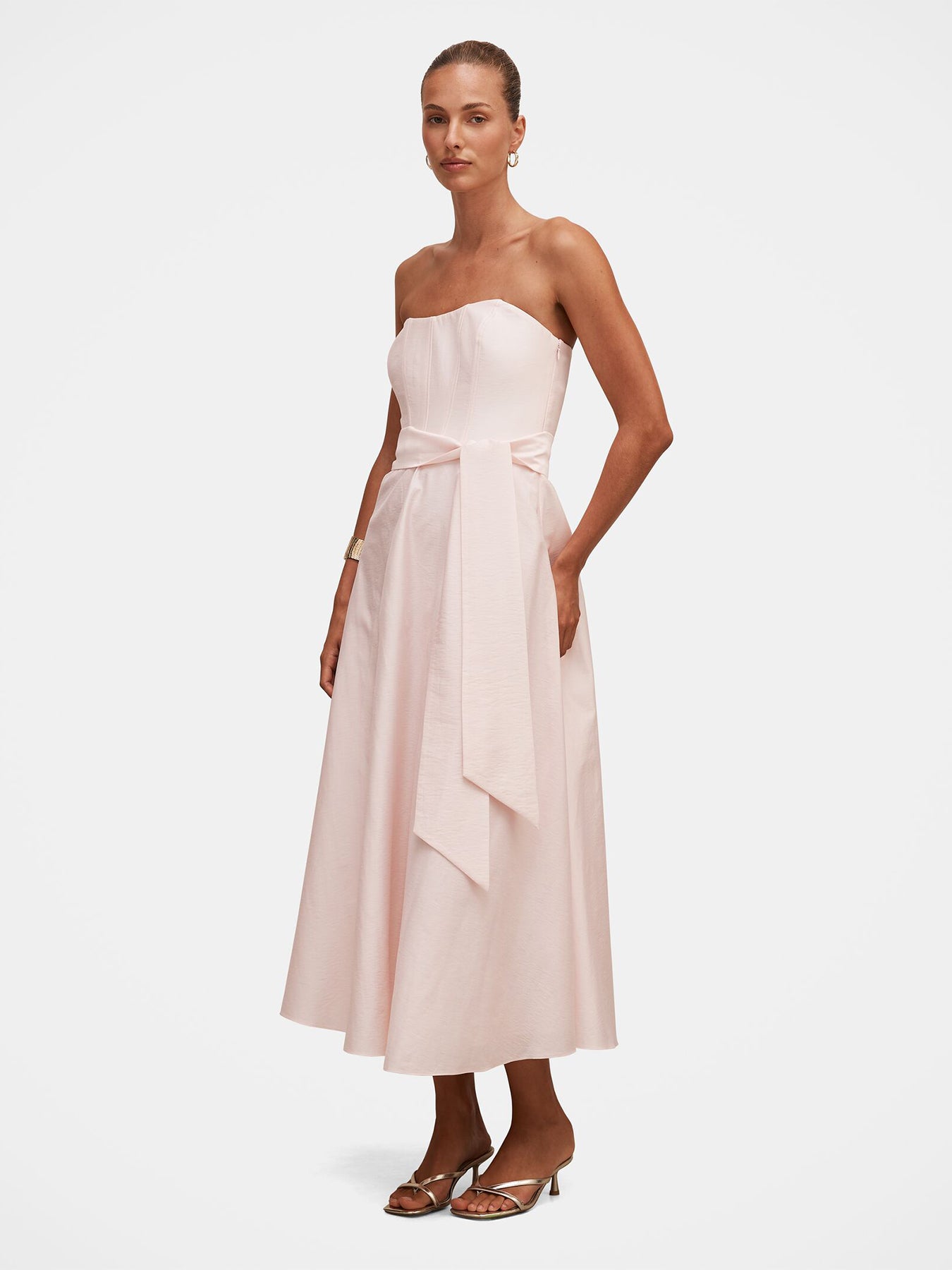 Daniella Strapless Midi Dress Pink