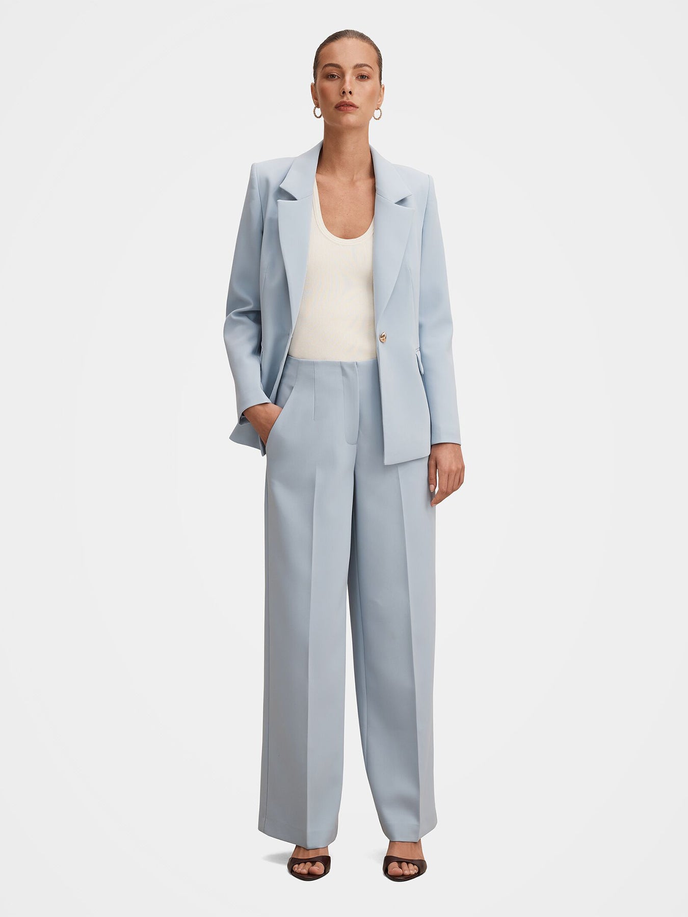 Lee Wide Leg Trousers Blue