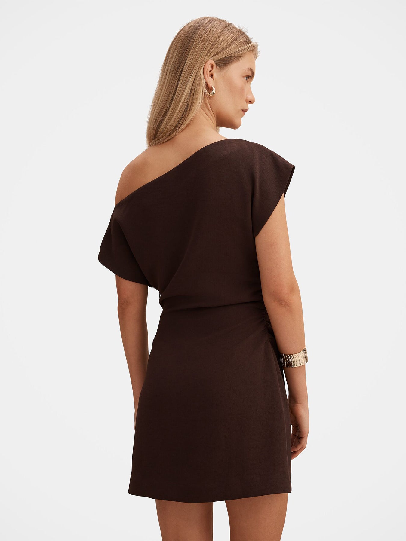 Danielle Asymmetrical Mini Dress Brown