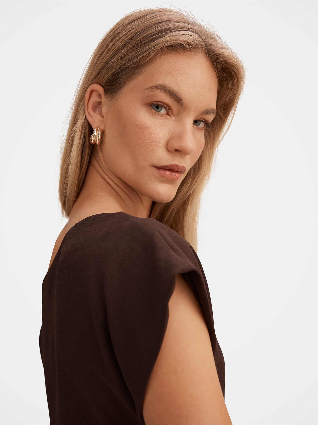 Danielle Asymmetrical Mini Dress Brown