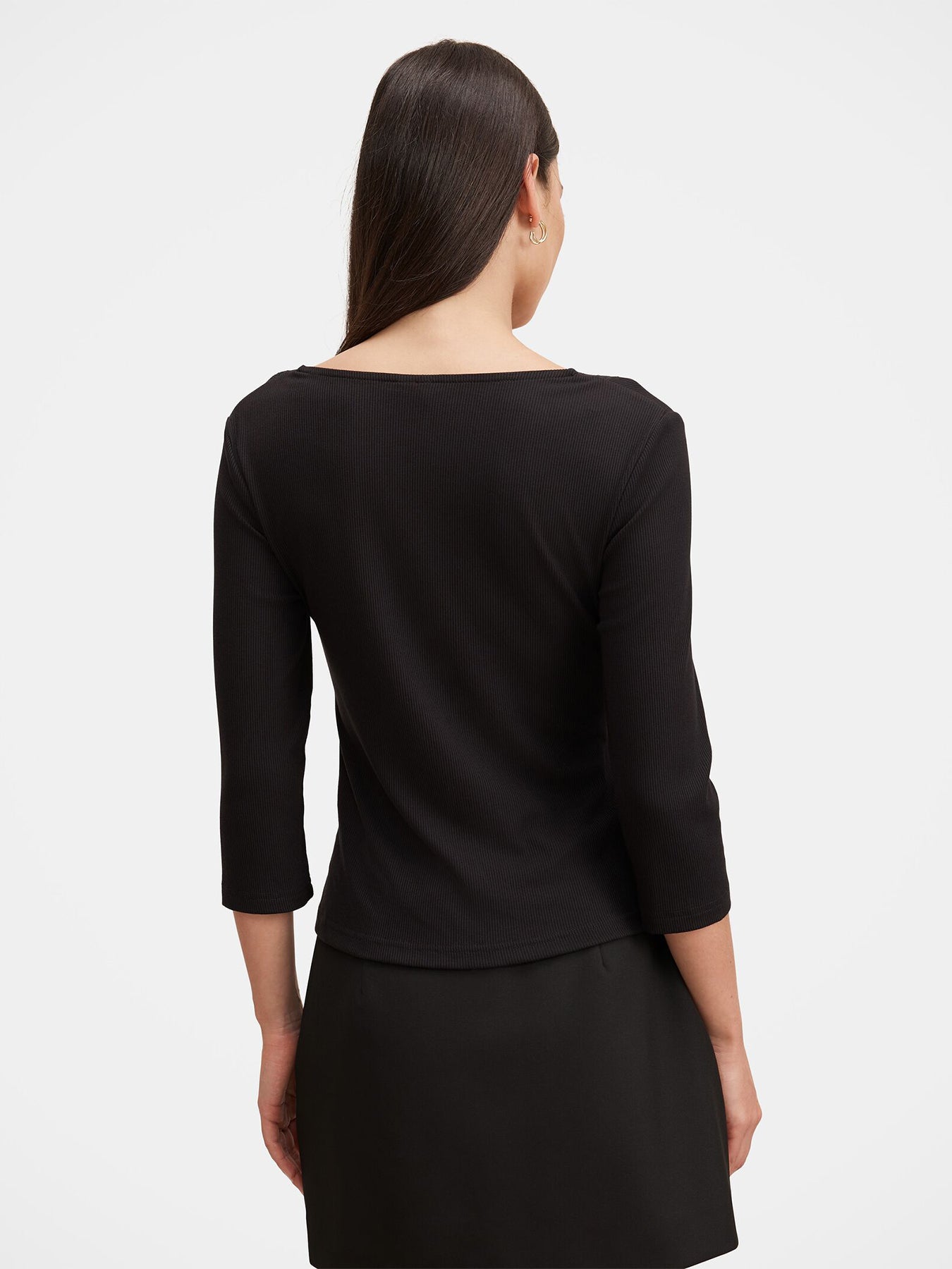 Selena Lace Trim 3/4 Sleeve Top Black