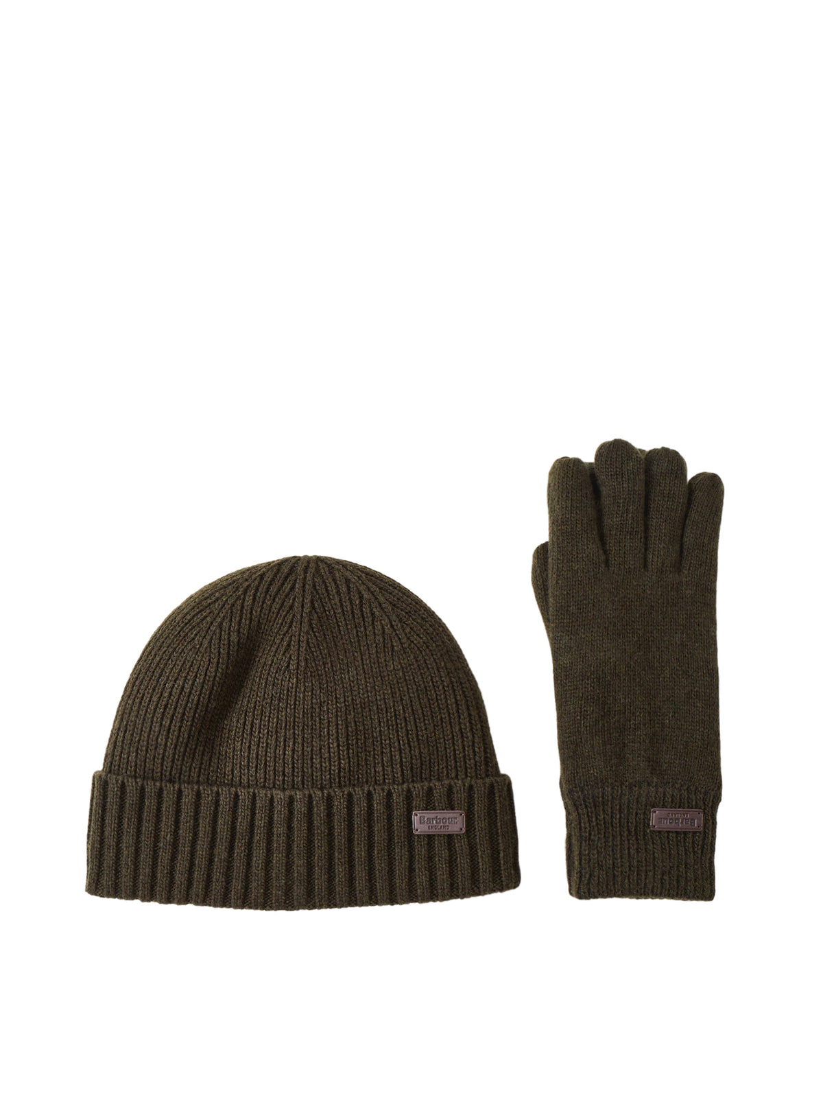 Wool Blend Carlton Beanie & Gloves Gift Set - Dark Green