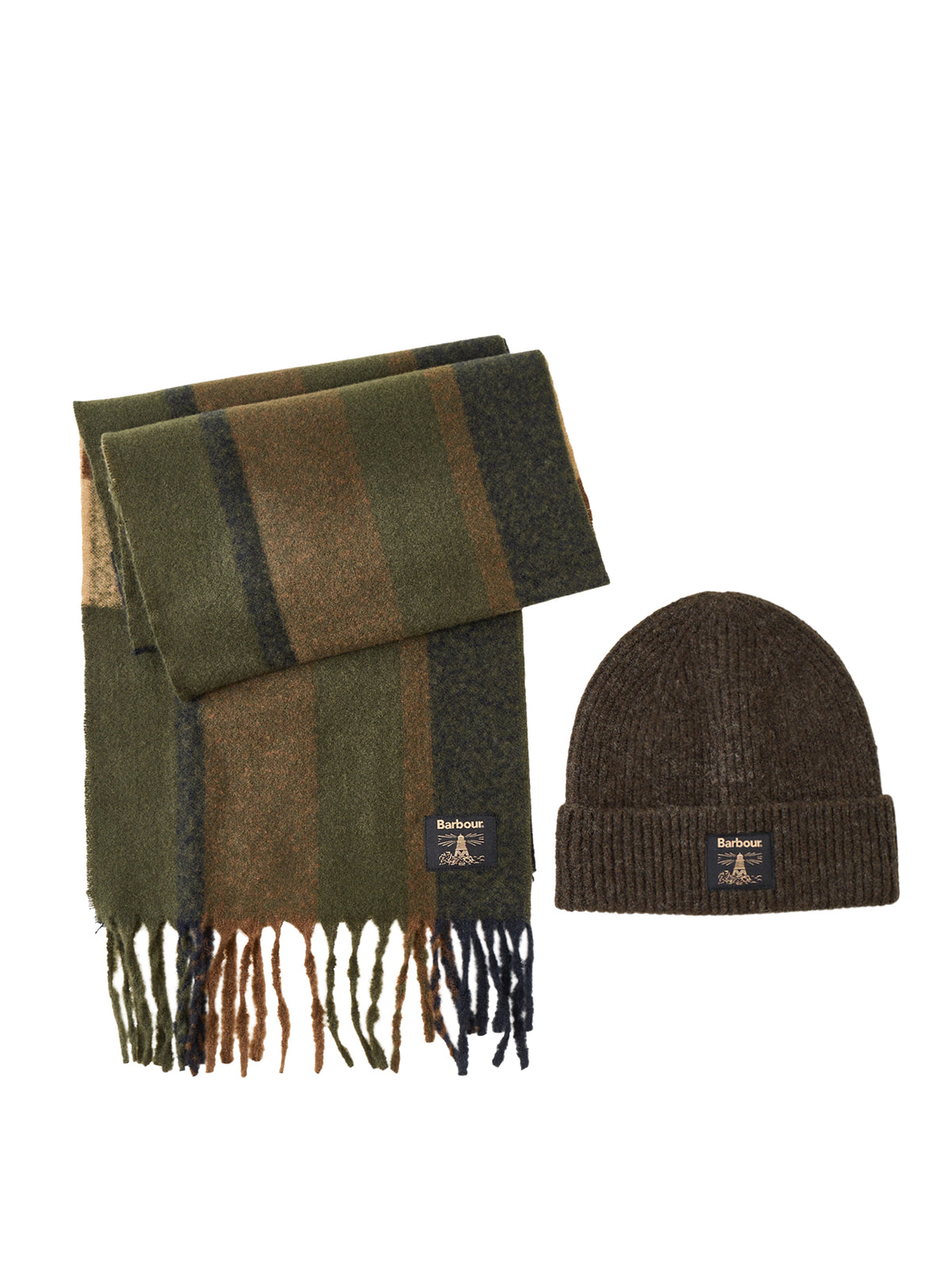 Westerdale Beanie & Scarf Gift Set - Olive & Navy