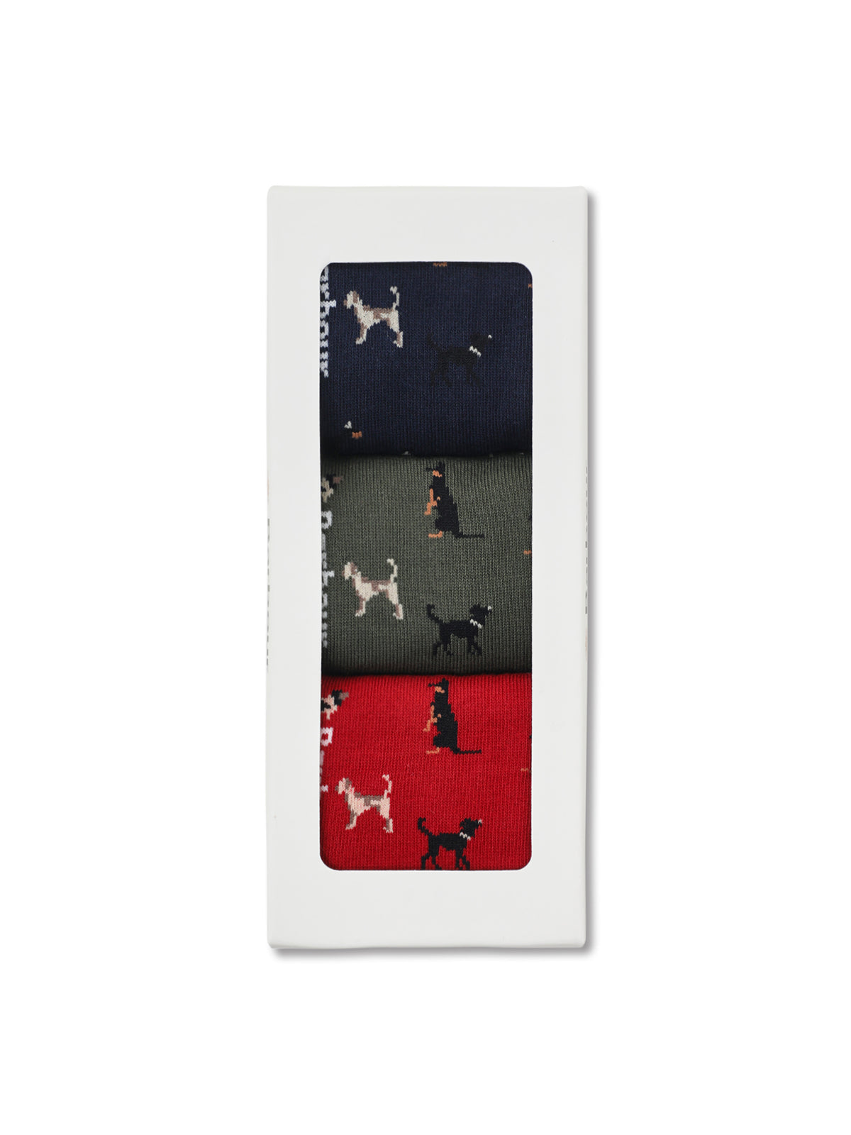 Dog Cotton Sock Gift Set - Navy, Red & Green