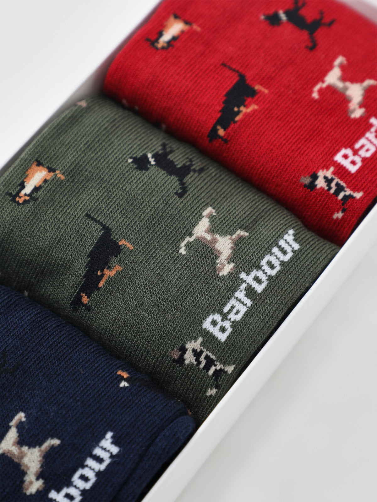 Dog Cotton Sock Gift Set - Navy, Red & Green