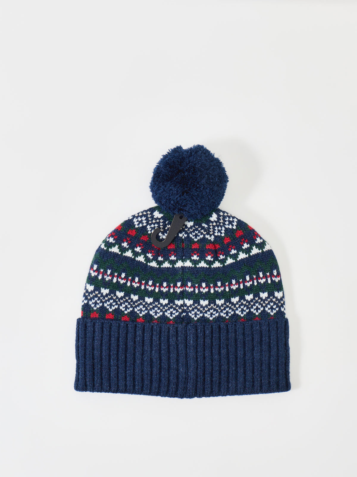 Marlow Fair Isle Pom Beanie - Navy & Evergreen