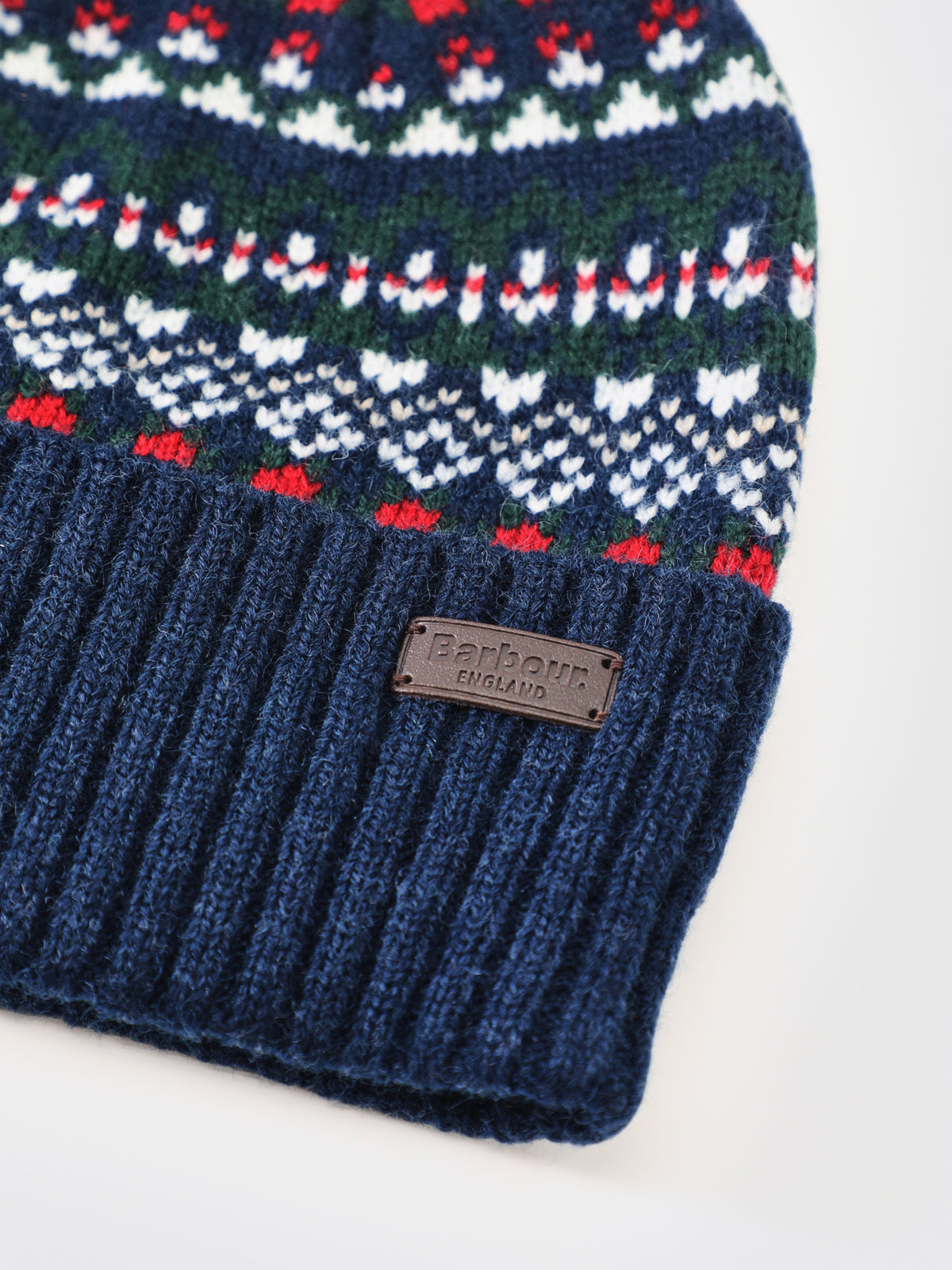 Marlow Fair Isle Pom Beanie - Navy & Evergreen