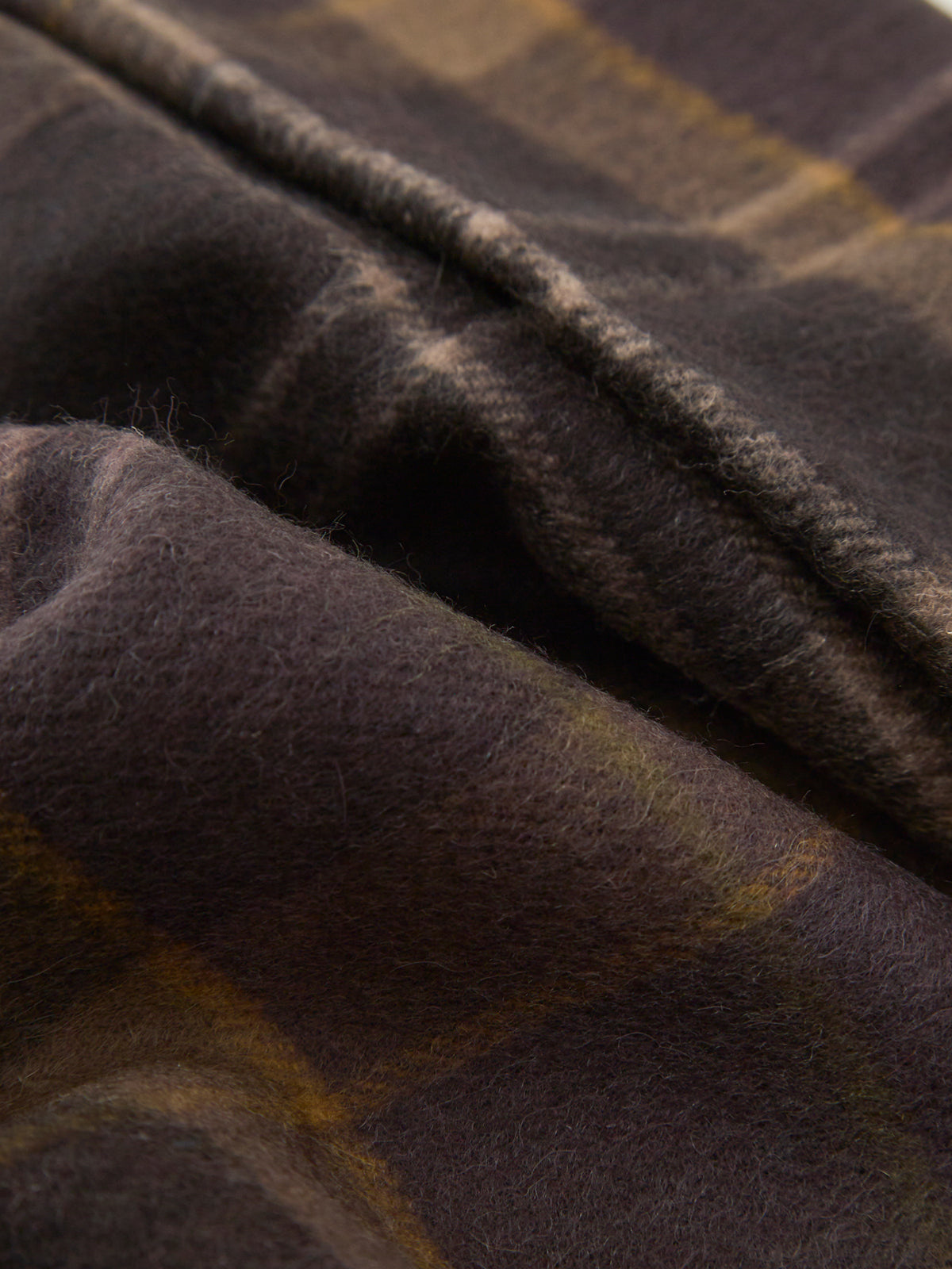 Wool & Cashmere Mineral Tartan Scarf - Dried Bracken
