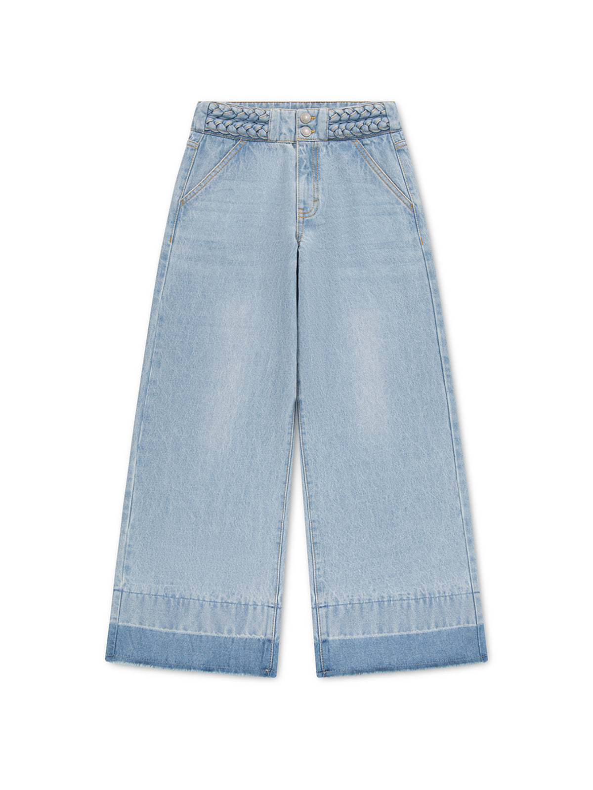 Cotton High-Rise Baggy Jeans With Braid Detail