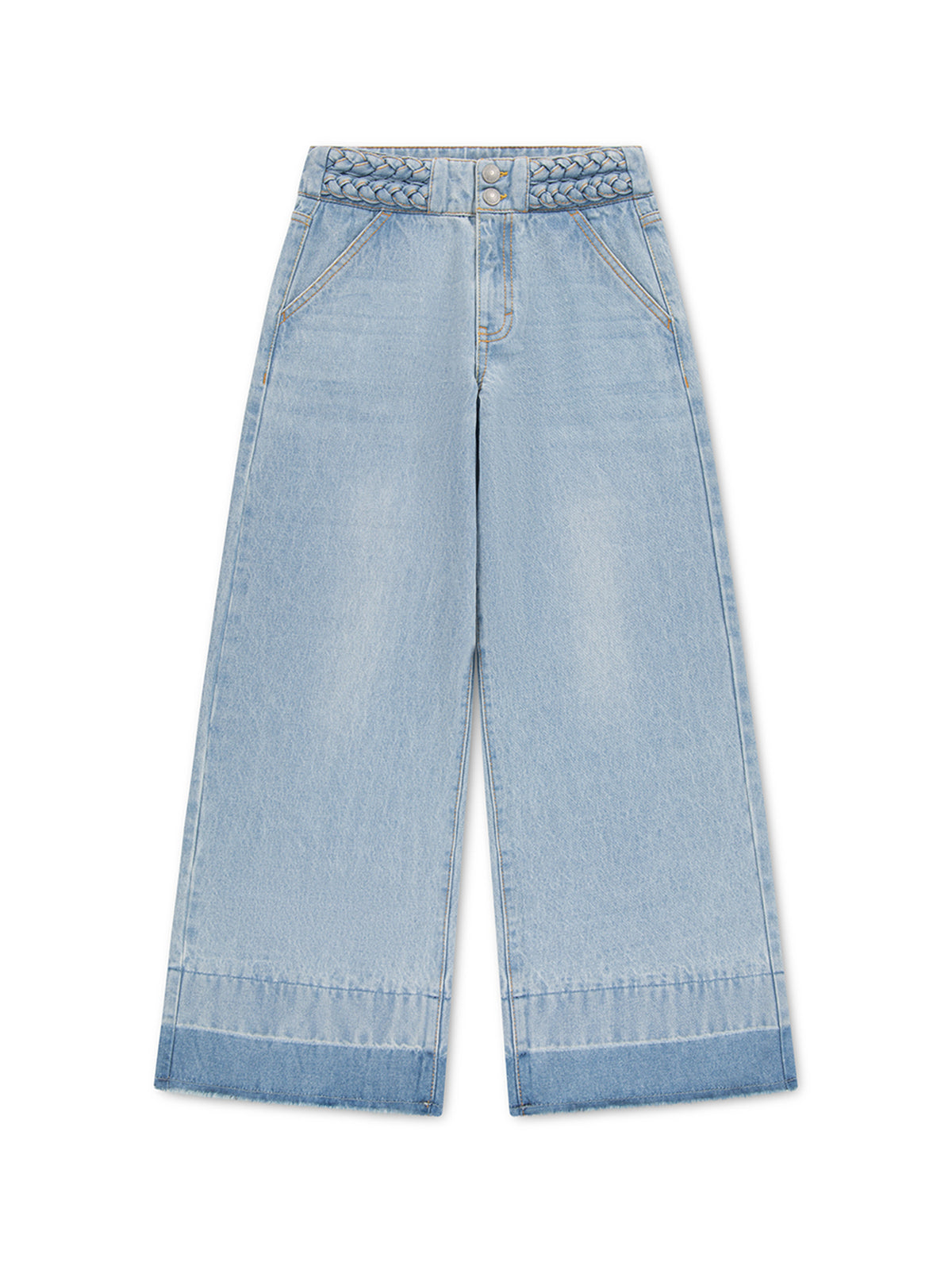 Cotton High-Rise Baggy Jeans With Braid Detail