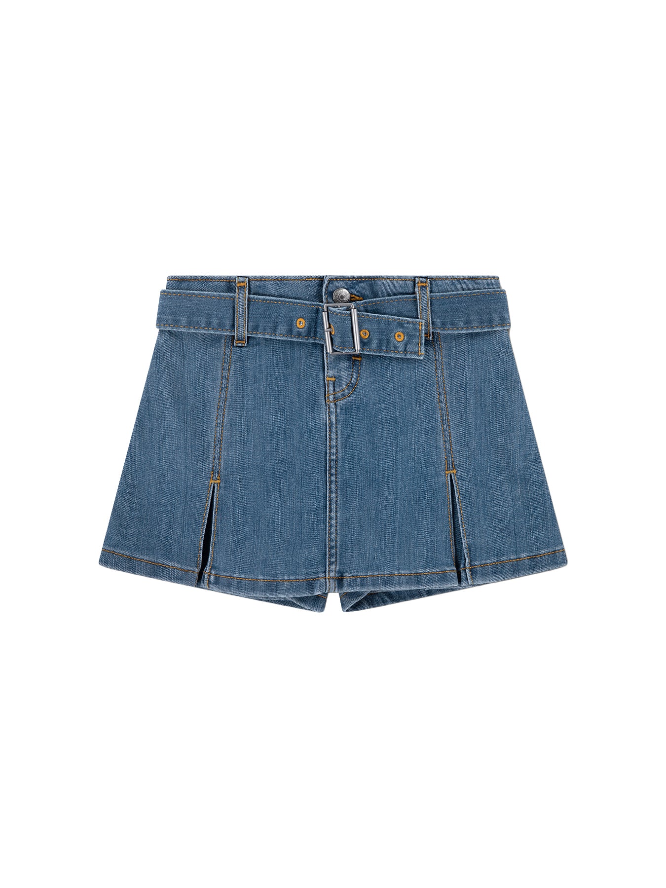 Pleated Cotton-Blend Skort With Belt