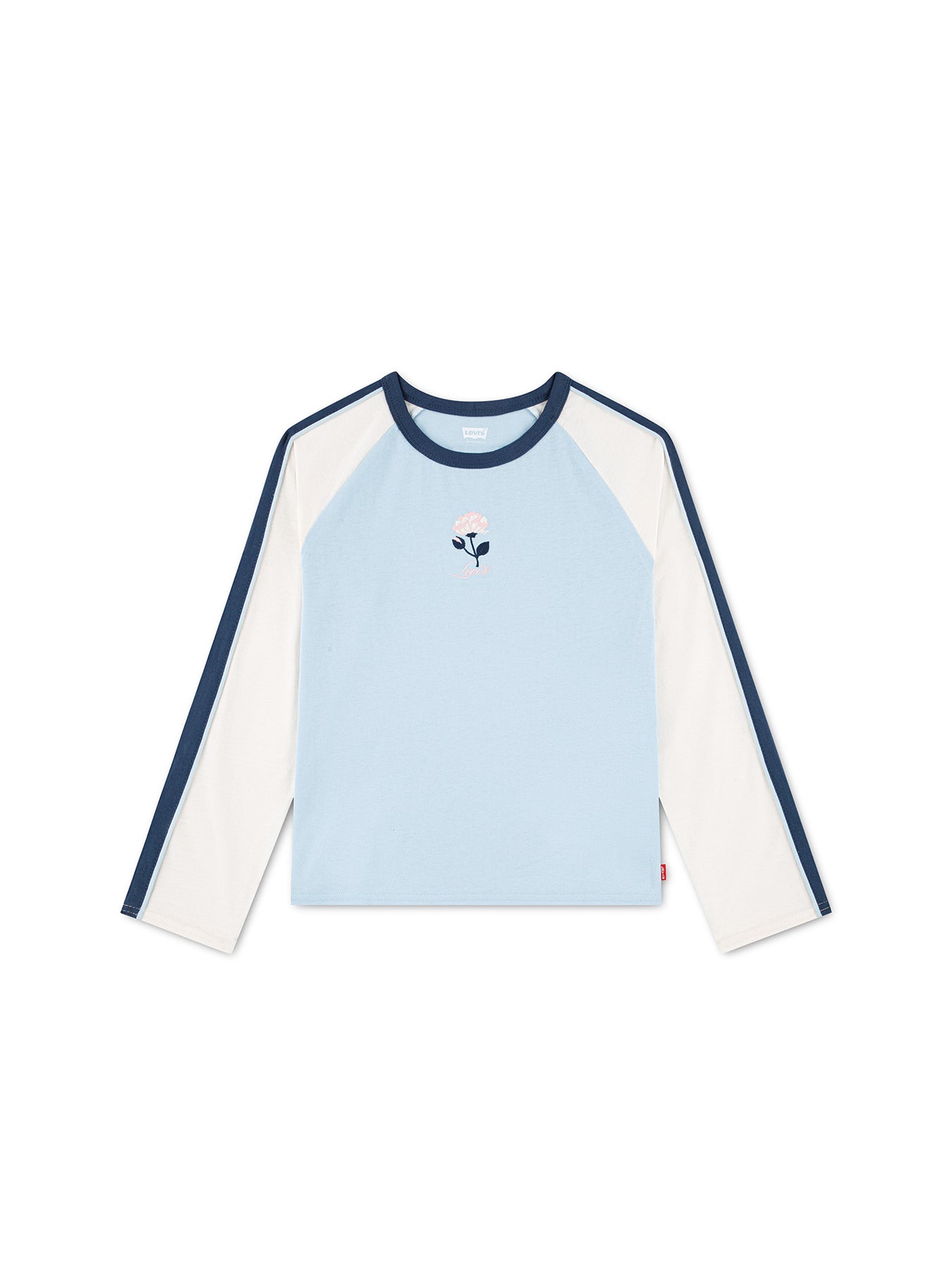 Baseball Long-Sleeved Cotton-Blend Top Blue