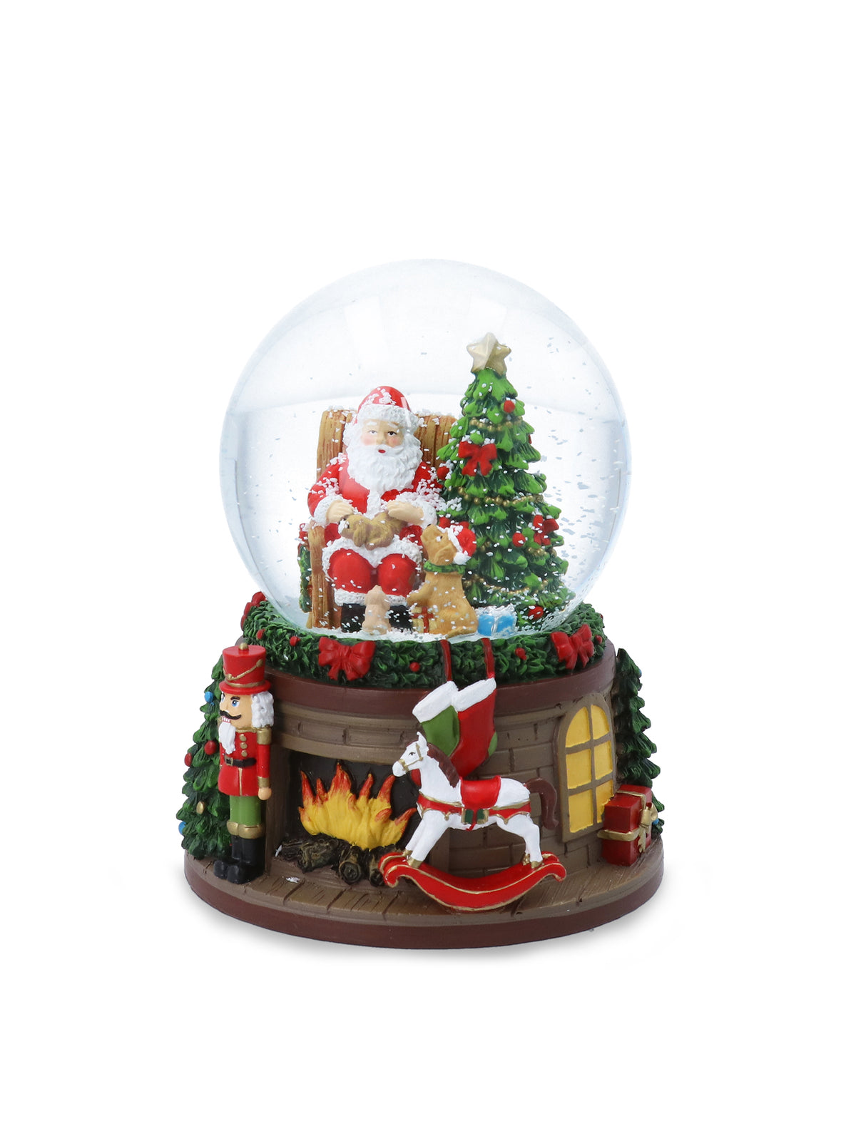 Santa In Armchair Musical Snow Globe 18cm