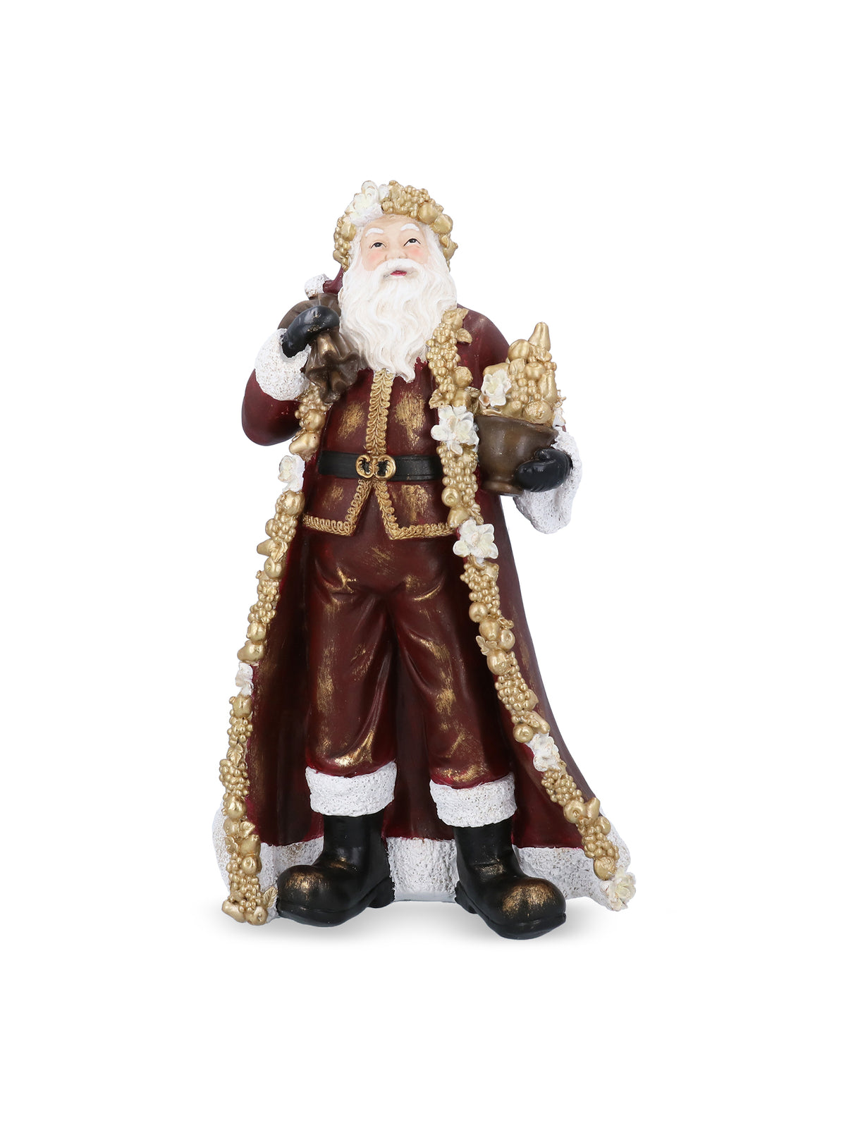 Resin Santa Decoration 45cm - Burgundy & Gold