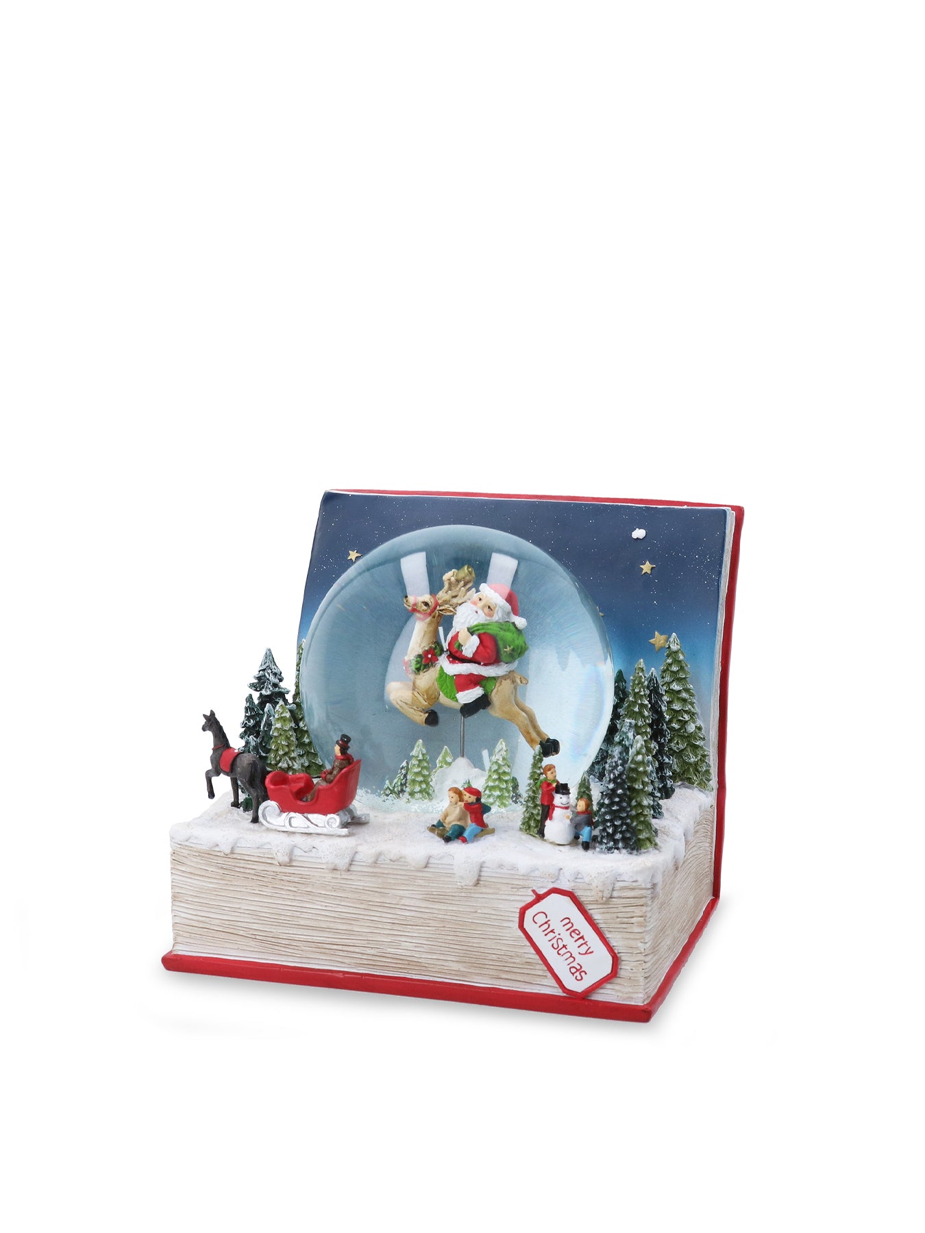 Santa In Book Musical Snow Globe 18cm