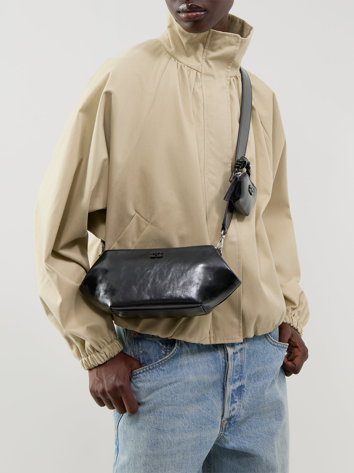 Recycled Leather Blend Bou East/West Box Shoulder Bag
