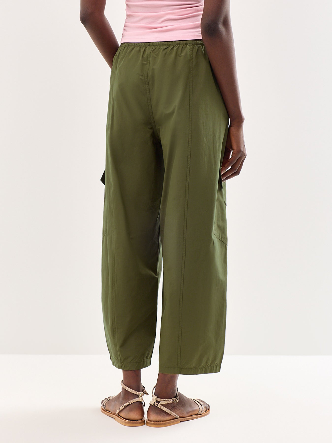Ayana Mid Rise Barrel Cargo Trousers Green