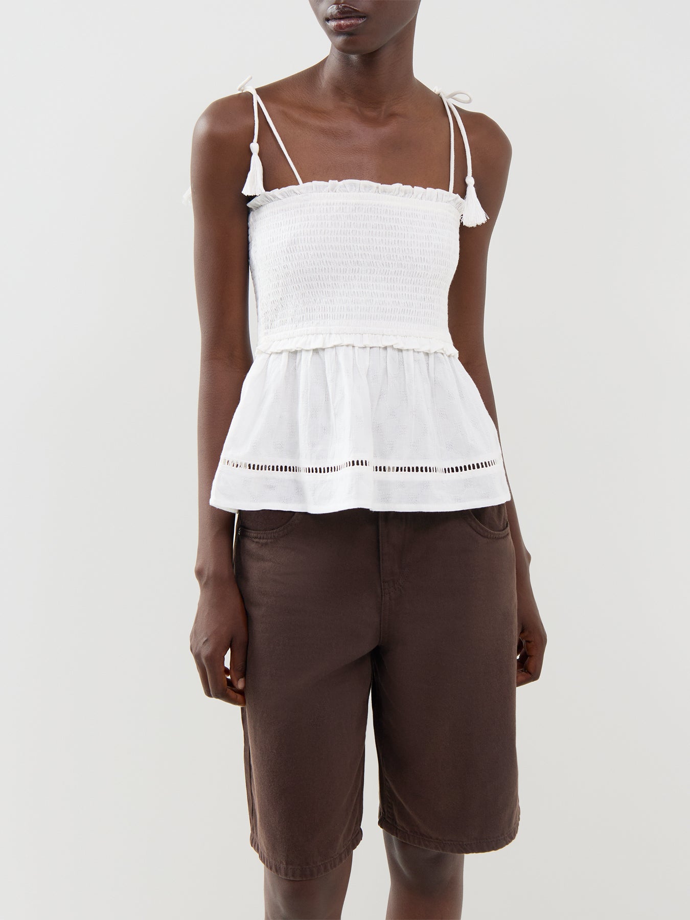 Miva Smock Strap Top Cream
