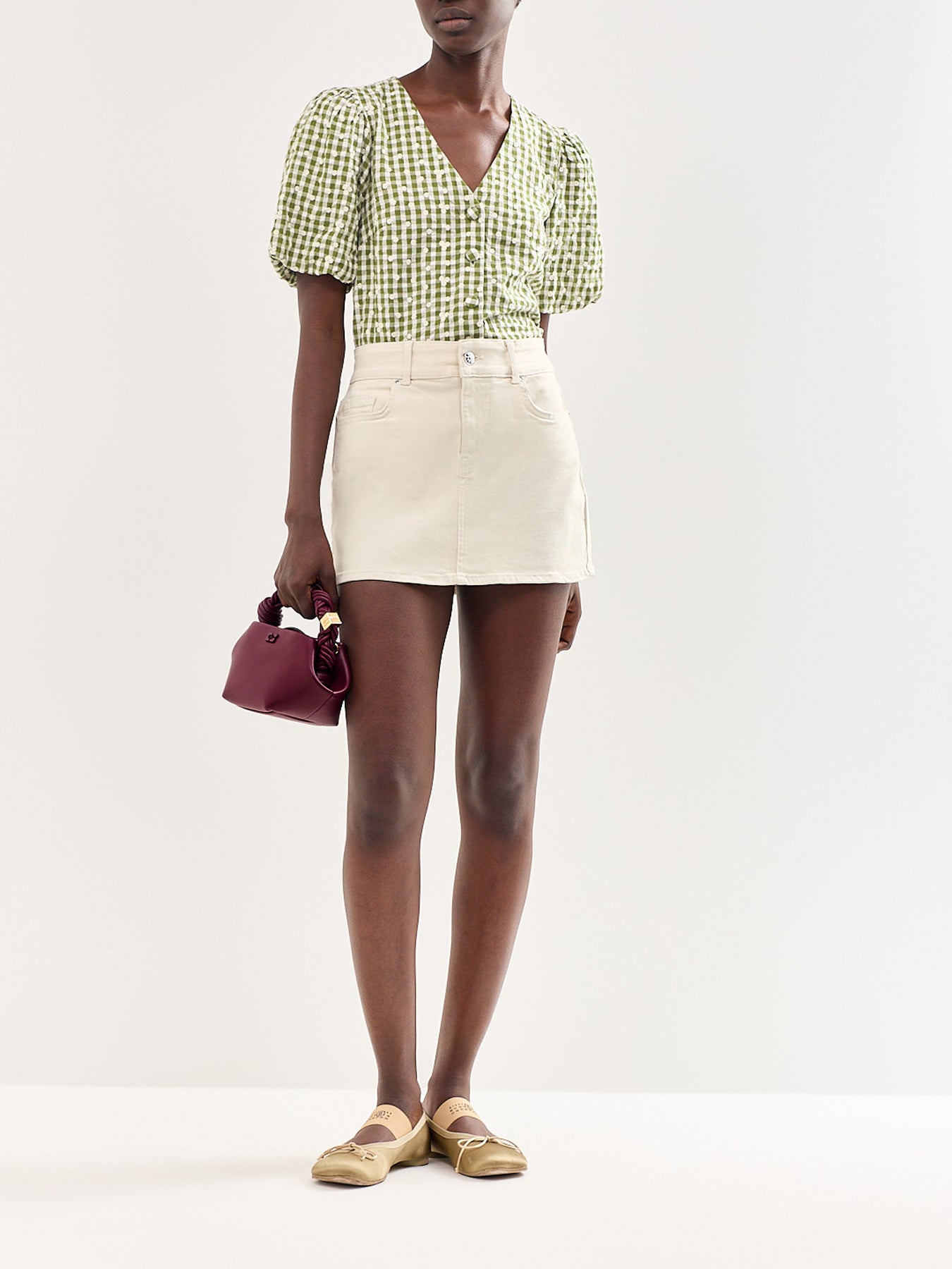 Lola Denim Mini Skirt Cream