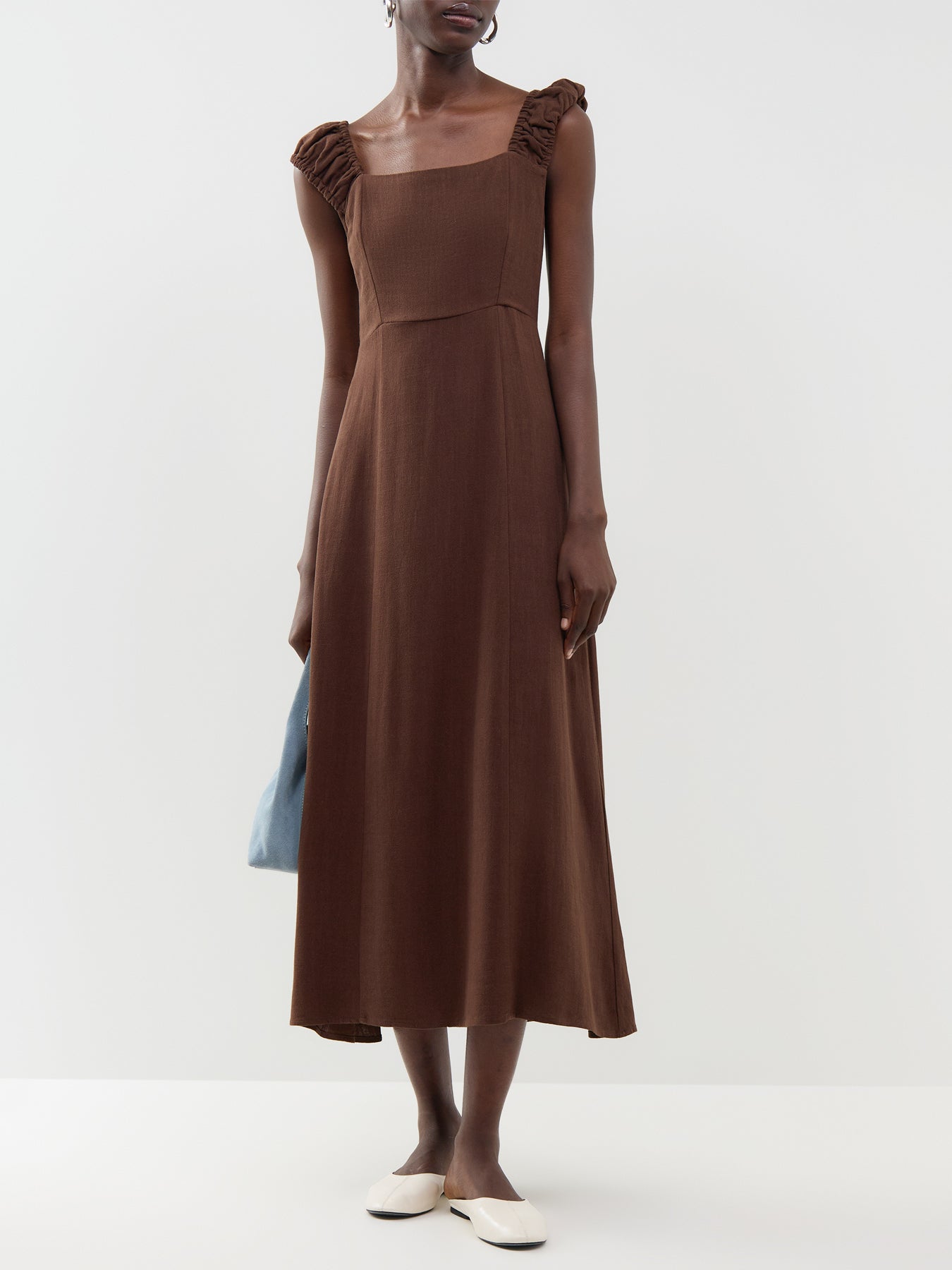 Mirelda Sleeveless Midi Dress Brown