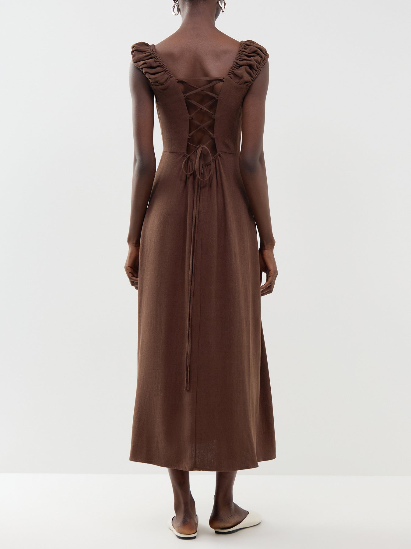 Mirelda Sleeveless Midi Dress Brown